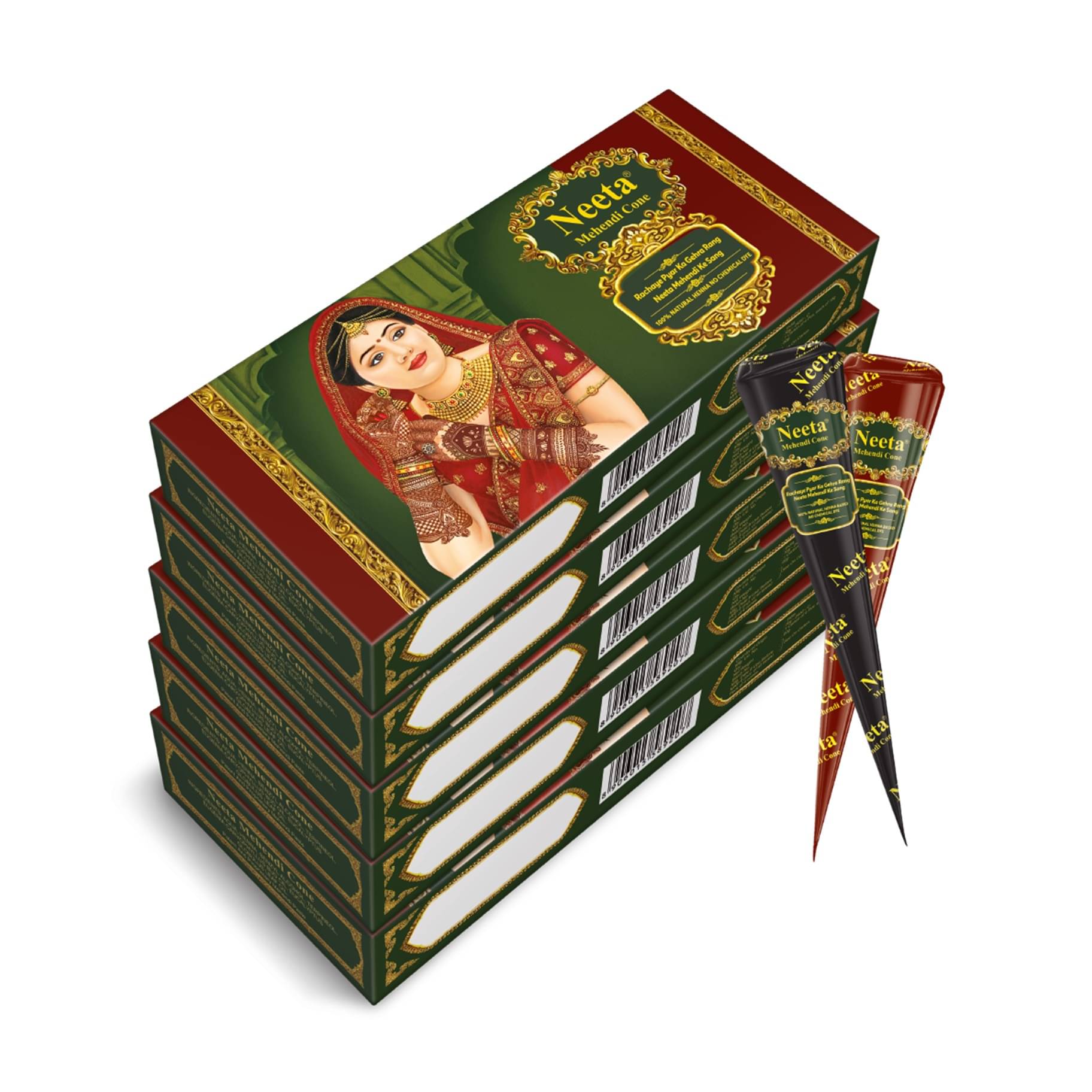 Neeta Mehendi Cones for Hand Desgning & Wedding, Bridal Mehandi Cone Reddish Brown Color 4 Pcs in 1 Box (Pack of 5) Neeta Mehendi Cones for Hand Desgning & Wedding, Bridal Mehandi Cone Reddish Brown Color 4 Pcs in 1 Box (Pack of 5)