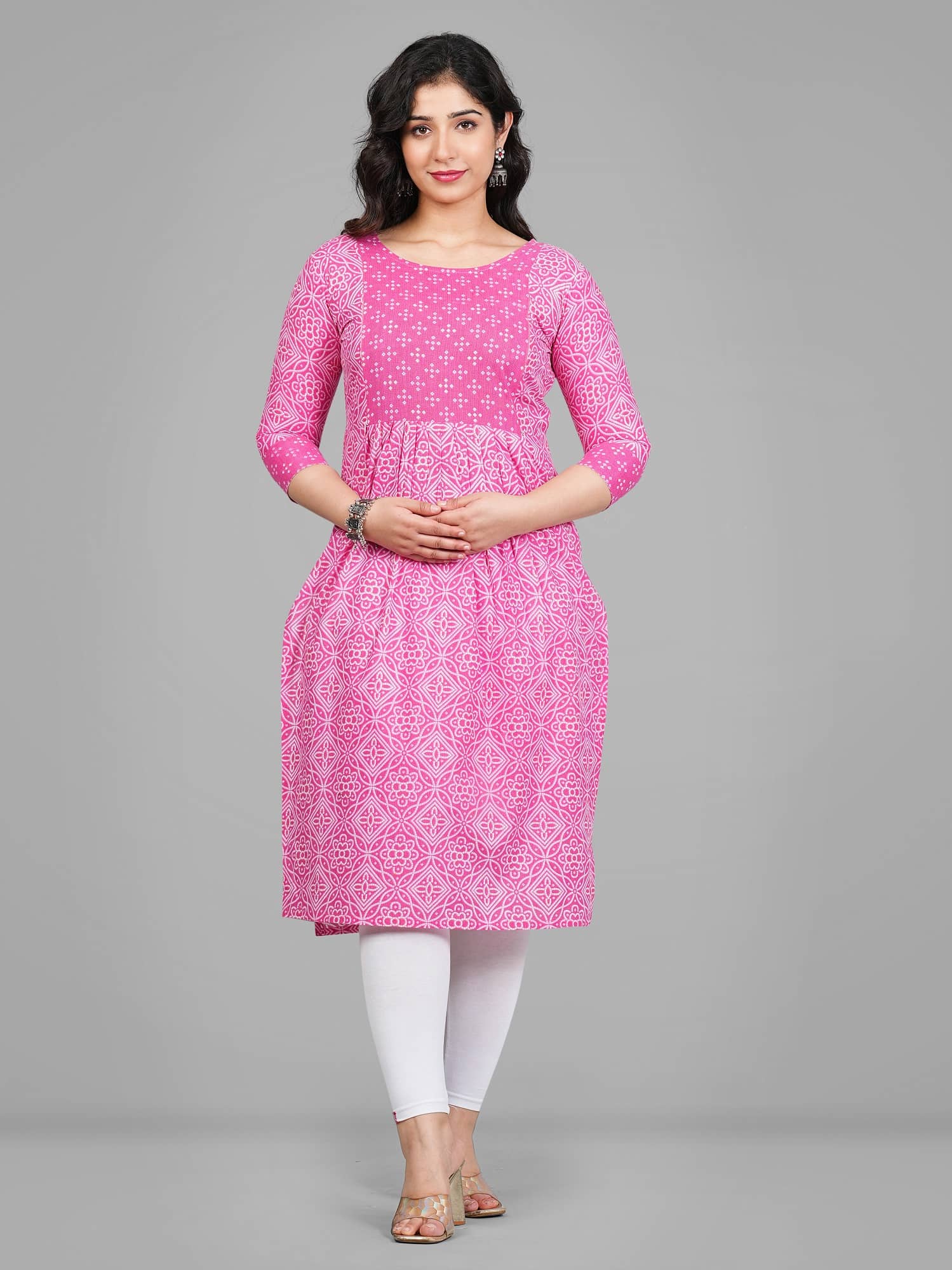 Parastri Pink Cotton Maternity Kurta