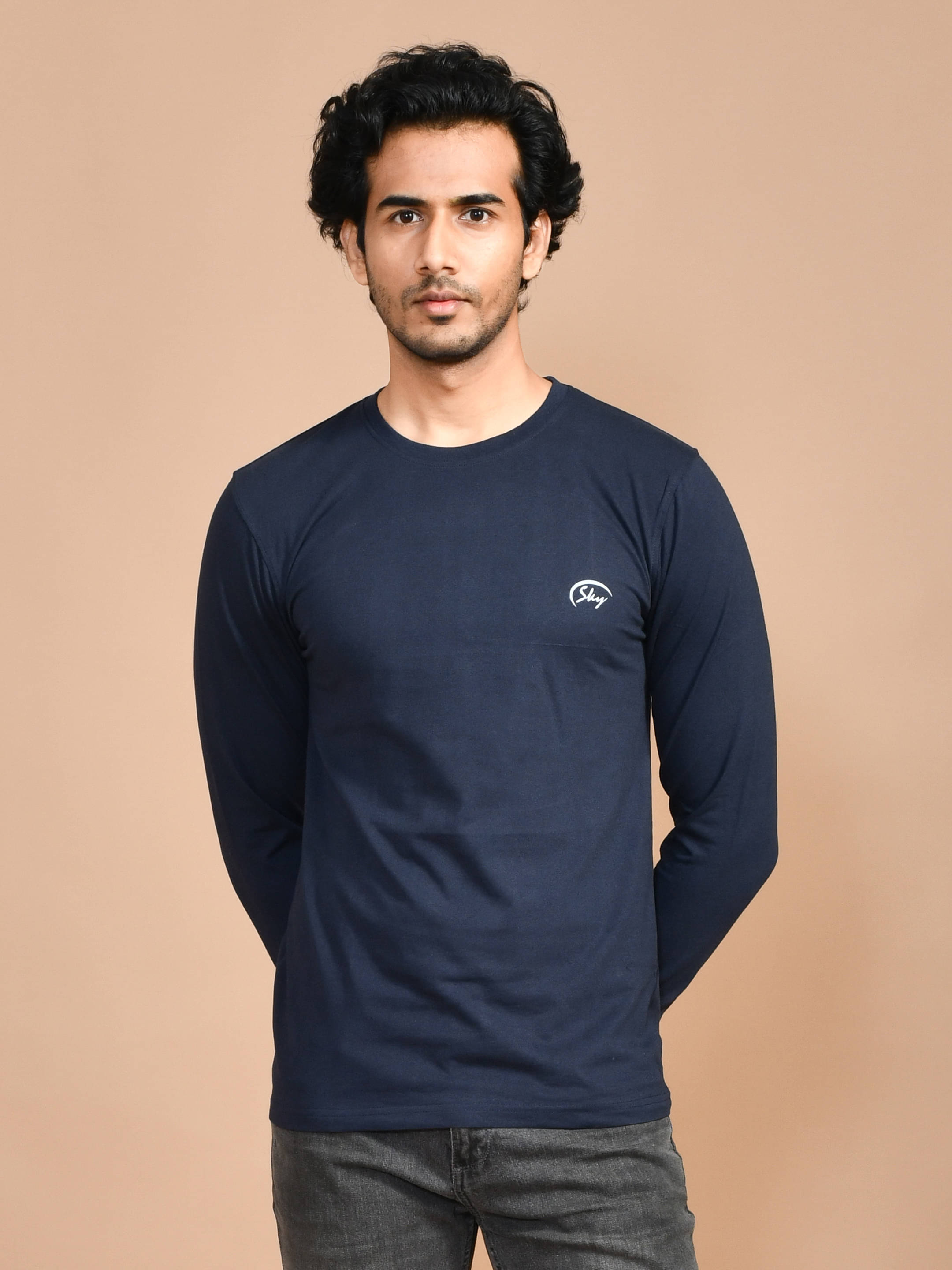     			SKYKNIT Pack of 1 100% Cotton Regular Fit Men's T-Shirt ( Blue )