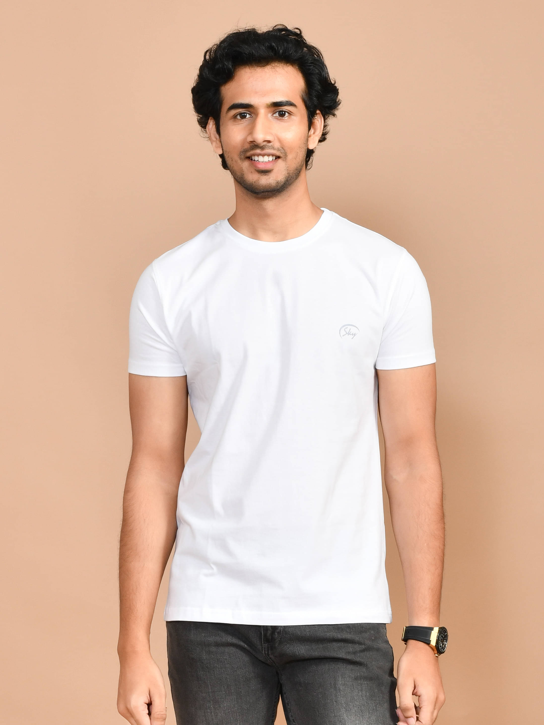     			SKYKNIT Pack of 1 100% Cotton Regular Fit Men's T-Shirt ( White )