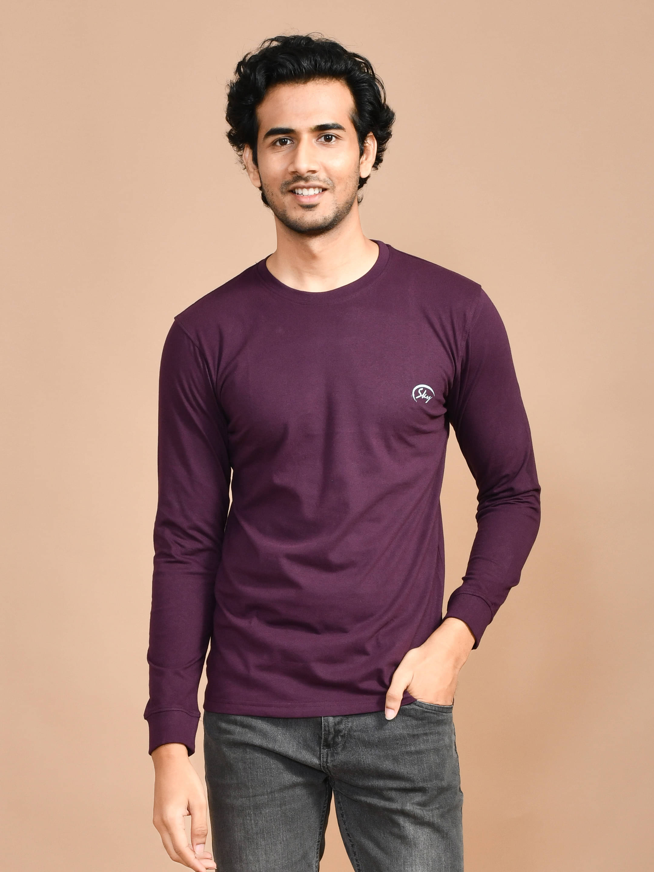     			SKYKNIT Pack of 1 100% Cotton Regular Fit Men's T-Shirt ( Maroon )
