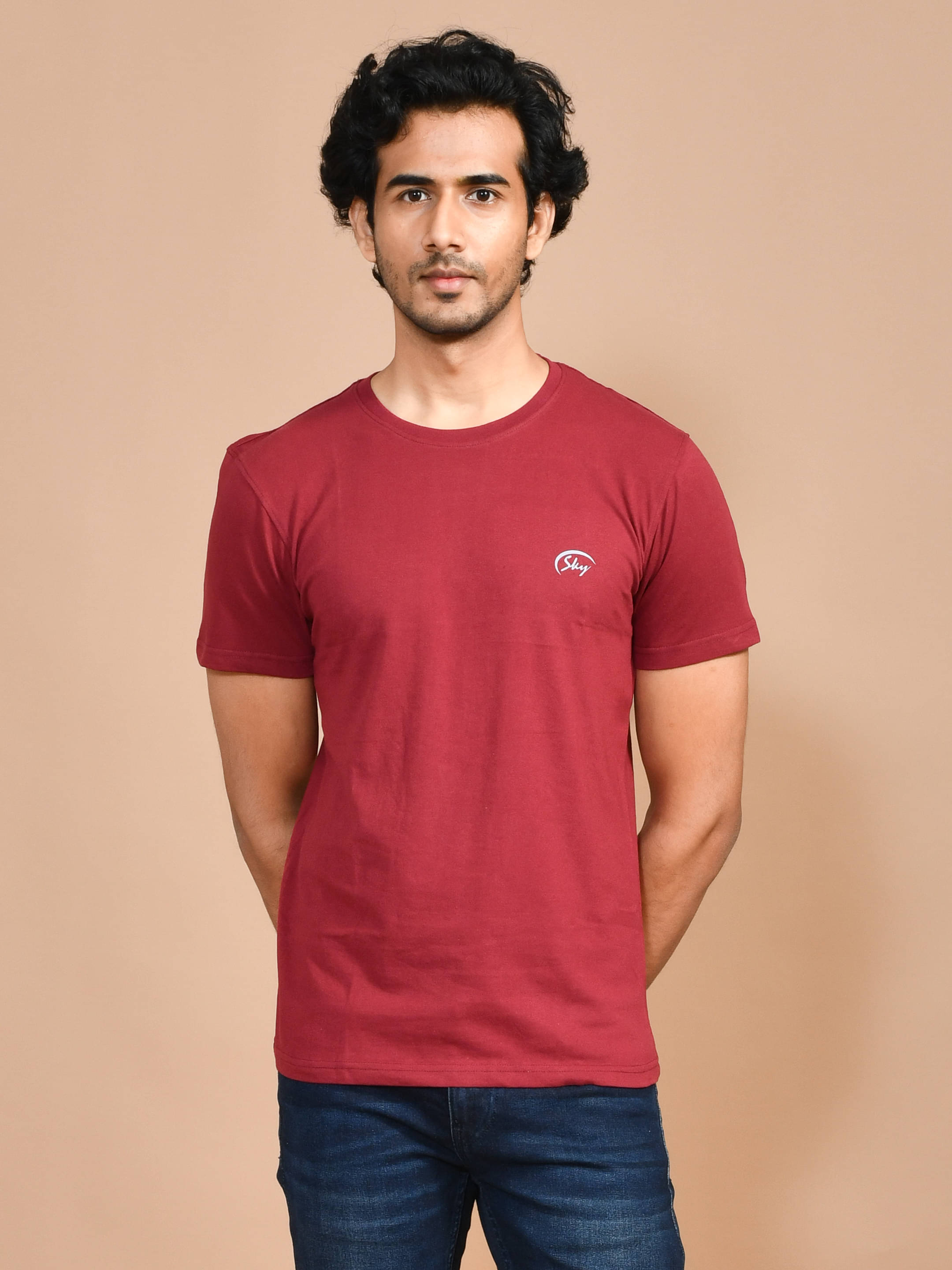     			SKYKNIT Pack of 1 Cotton Blend Regular Fit Men's T-Shirt ( Red )