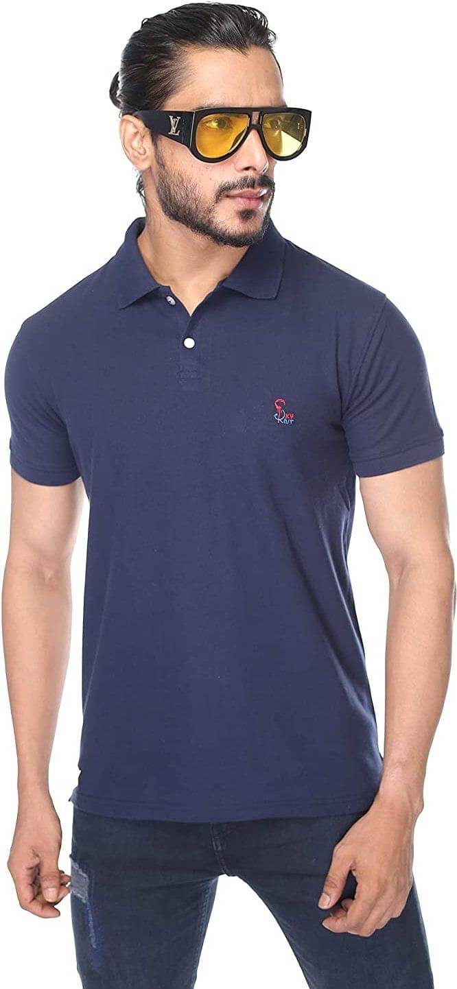 SKYKNIT Pack of 1 Cotton Blend Regular Fit Men's T-Shirt ( Blue ) SKYKNIT Pack of 1 Cotton Blend Regular Fit Men's T-Shirt ( Blue )