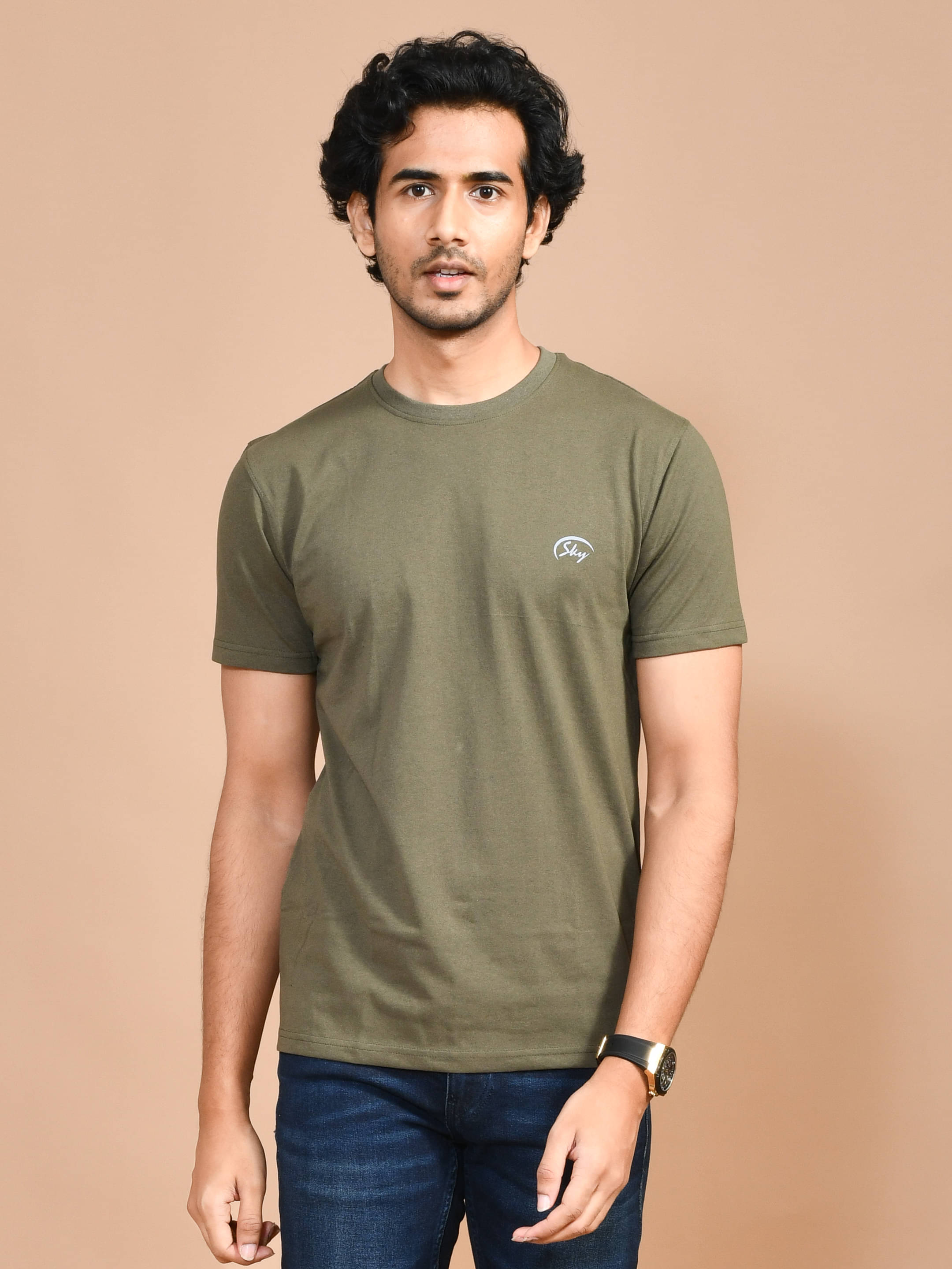 SKYKNIT Pack of 1 Cotton Blend Regular Fit Men's T-Shirt ( Dark Green ) SKYKNIT Pack of 1 Cotton Blend Regular Fit Men's T-Shirt ( Dark Green )