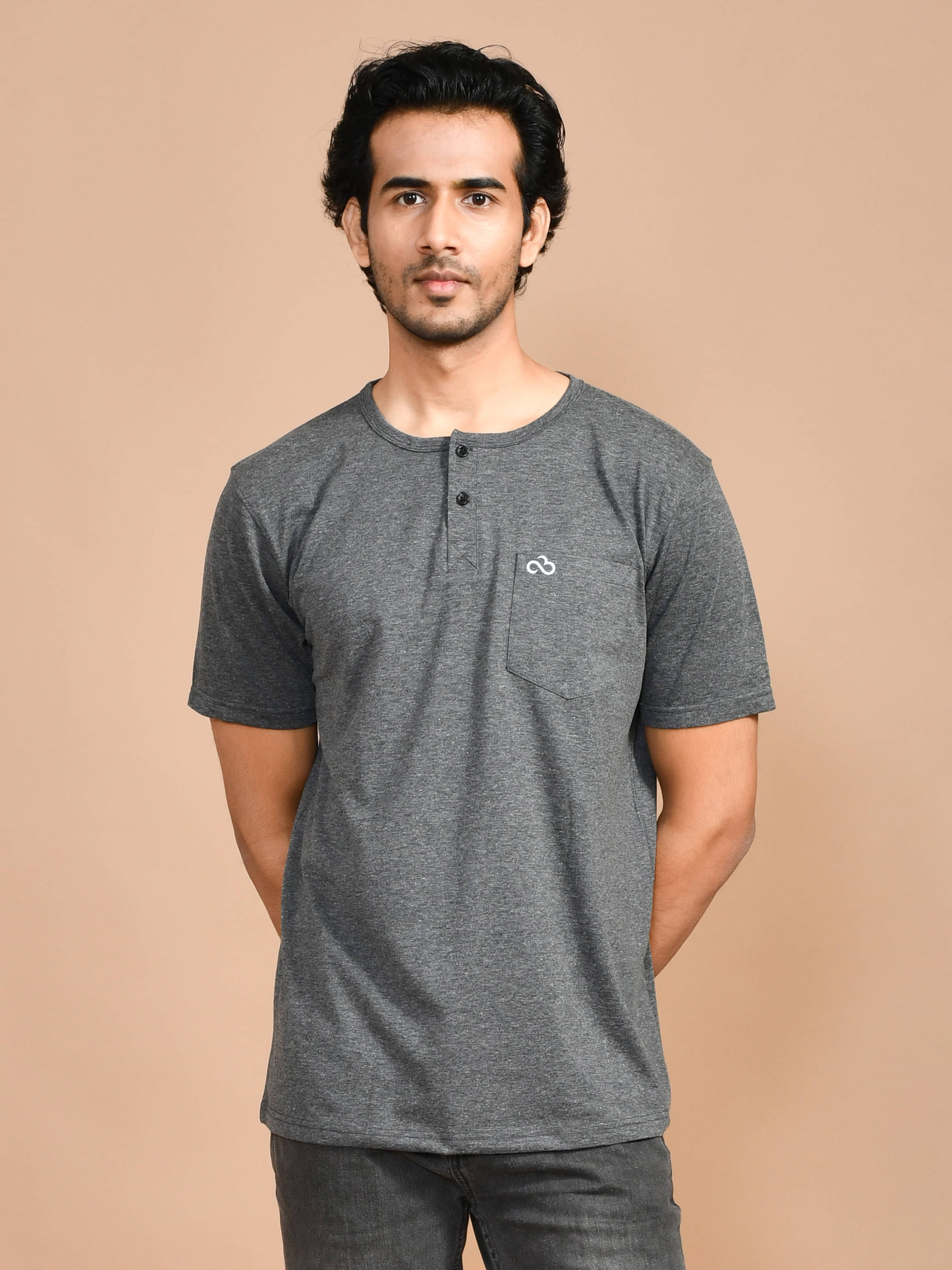 SKYKNIT Pack of 1 Cotton Blend Regular Fit Men's T-Shirt ( Grey )     			SKYKNIT Pack of 1 Cotton Blend Regular Fit Men's T-Shirt ( Grey )