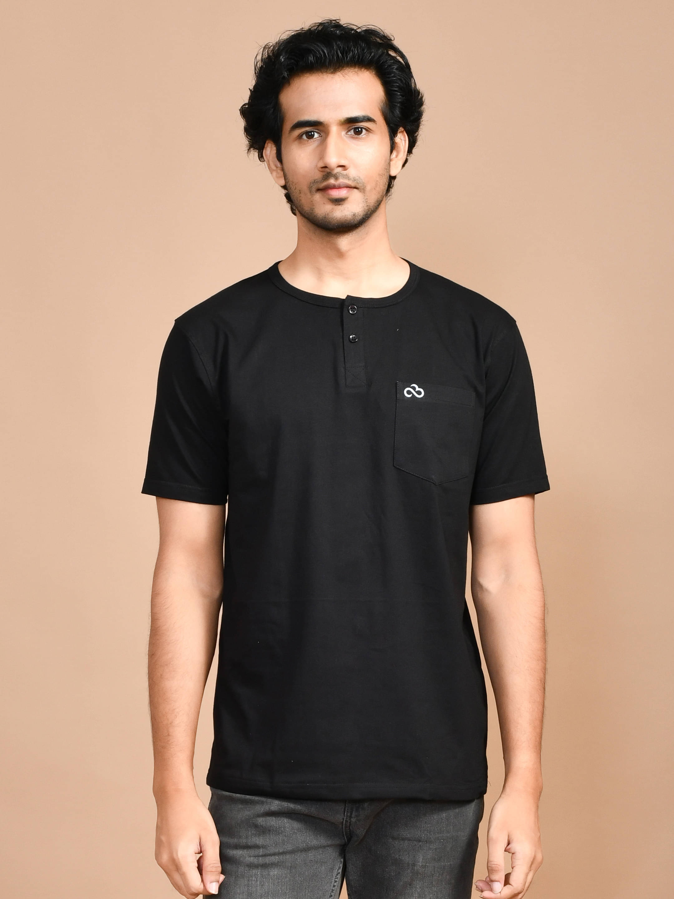 SKYKNIT Pack of 1 Cotton Blend Regular Fit Men's T-Shirt ( Black )     			SKYKNIT Pack of 1 Cotton Blend Regular Fit Men's T-Shirt ( Black )