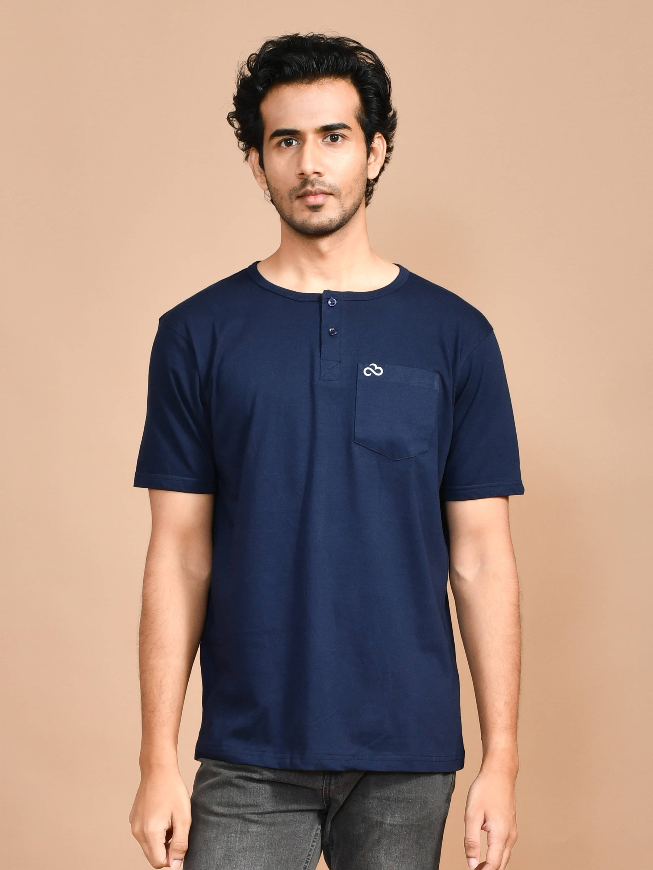     			SKYKNIT Pack of 1 Cotton Blend Regular Fit Men's T-Shirt ( Navy Blue )