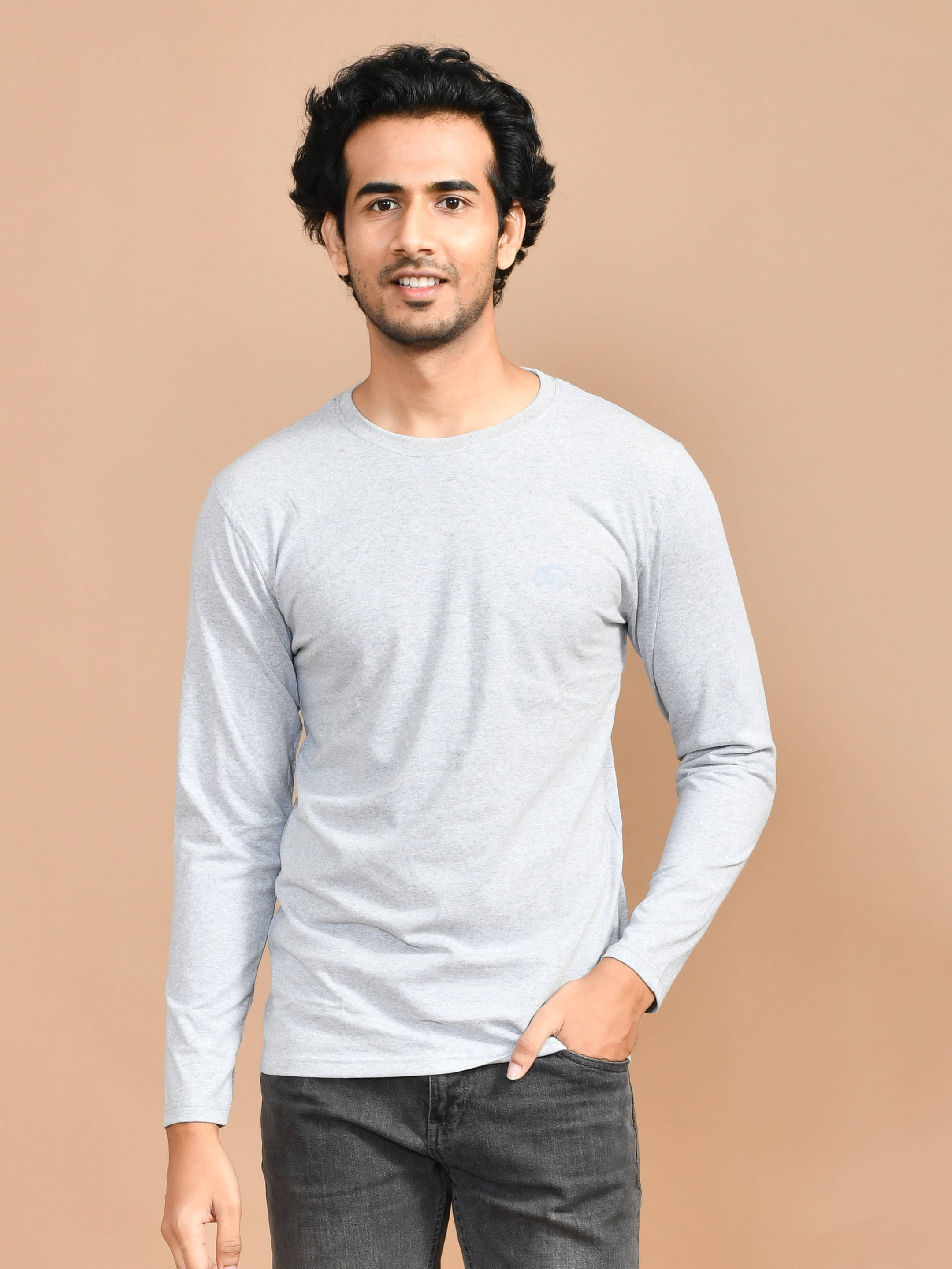 SKYKNIT Pack of 1 Cotton Blend Regular Fit Men's T-Shirt ( Grey ) SKYKNIT Pack of 1 Cotton Blend Regular Fit Men's T-Shirt ( Grey )