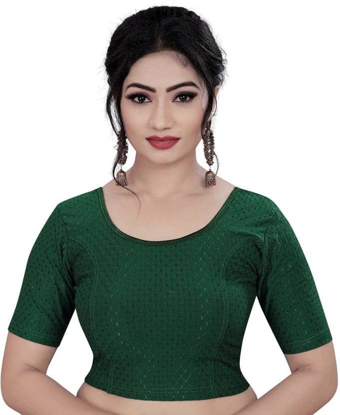 THE PRIVATE LABLE Green Readymade without Pad Lycra Women's Blouse ( Pack of 1 )