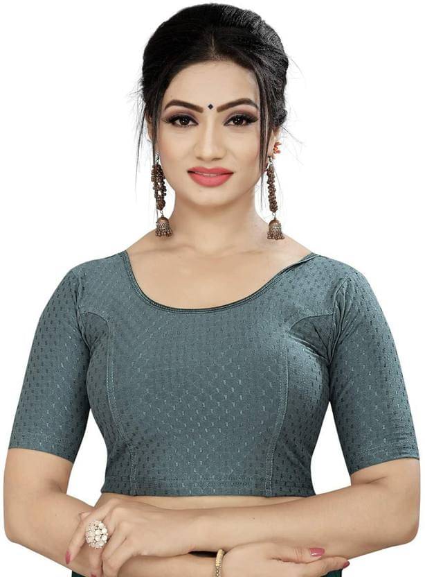 THE PRIVATE LABLE Grey Readymade without Pad Lycra Women's Blouse ( Pack of 1 ) THE PRIVATE LABLE Grey Readymade without Pad Lycra Women's Blouse ( Pack of 1 )