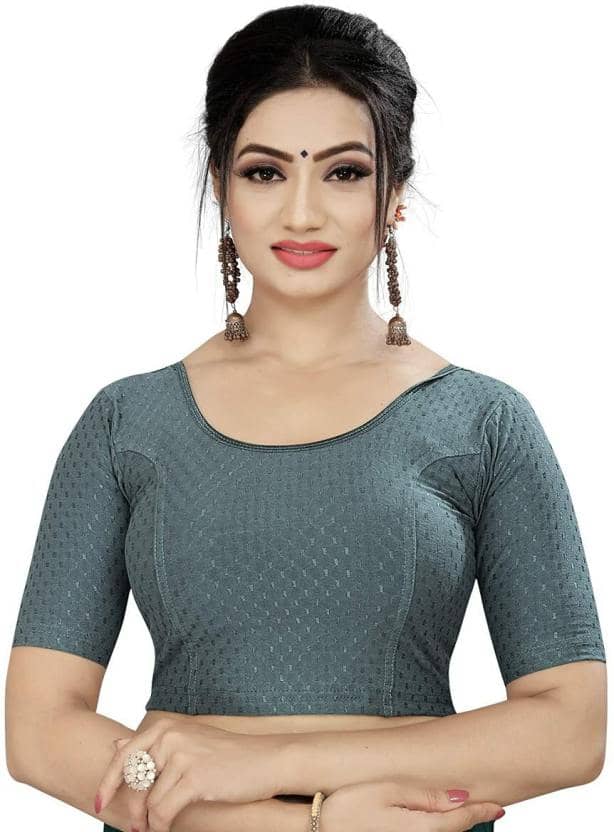THE PRIVATE LABLE Grey Readymade without Pad Lycra Women's Blouse ( Pack of 1 )
