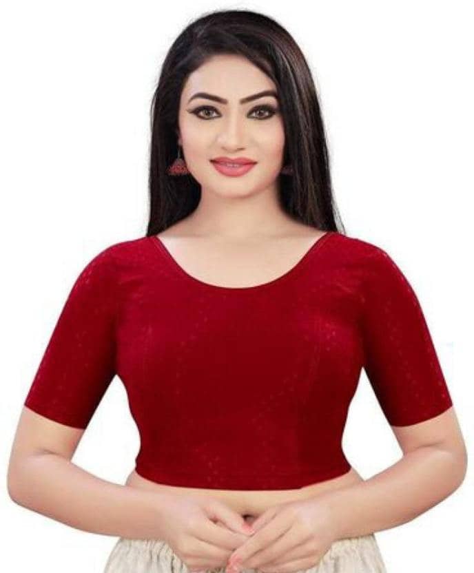 THE PRIVATE LABLE Maroon Readymade without Pad Lycra Women's Blouse ( Pack of 1 )