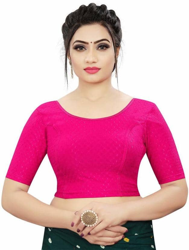 THE PRIVATE LABLE Pink Readymade without Pad Lycra Women's Blouse ( Pack of 1 )