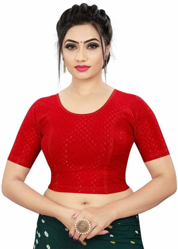 THE PRIVATE LABLE Red Readymade without Pad Lycra Women's Blouse ( Pack of 1 )