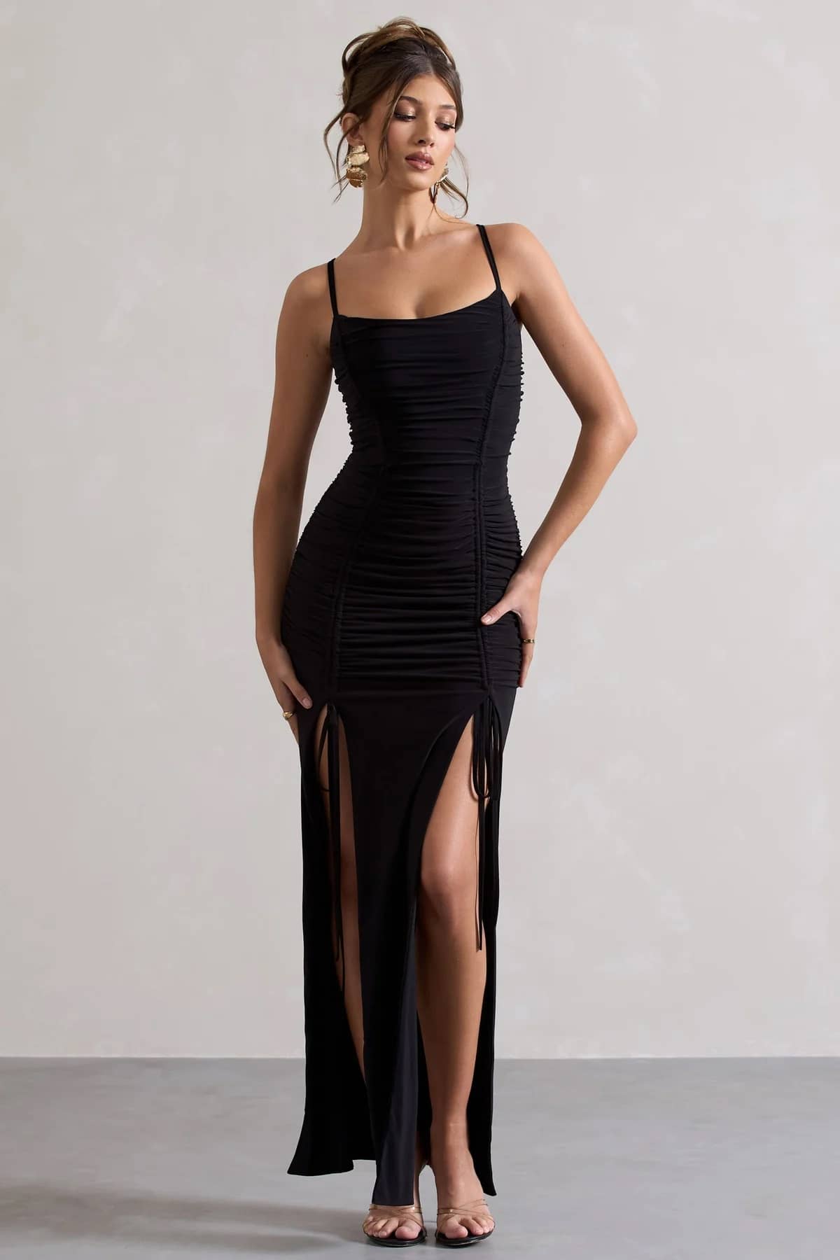 Traquila Women Lycra Solid Bodycon Dress ( Black )