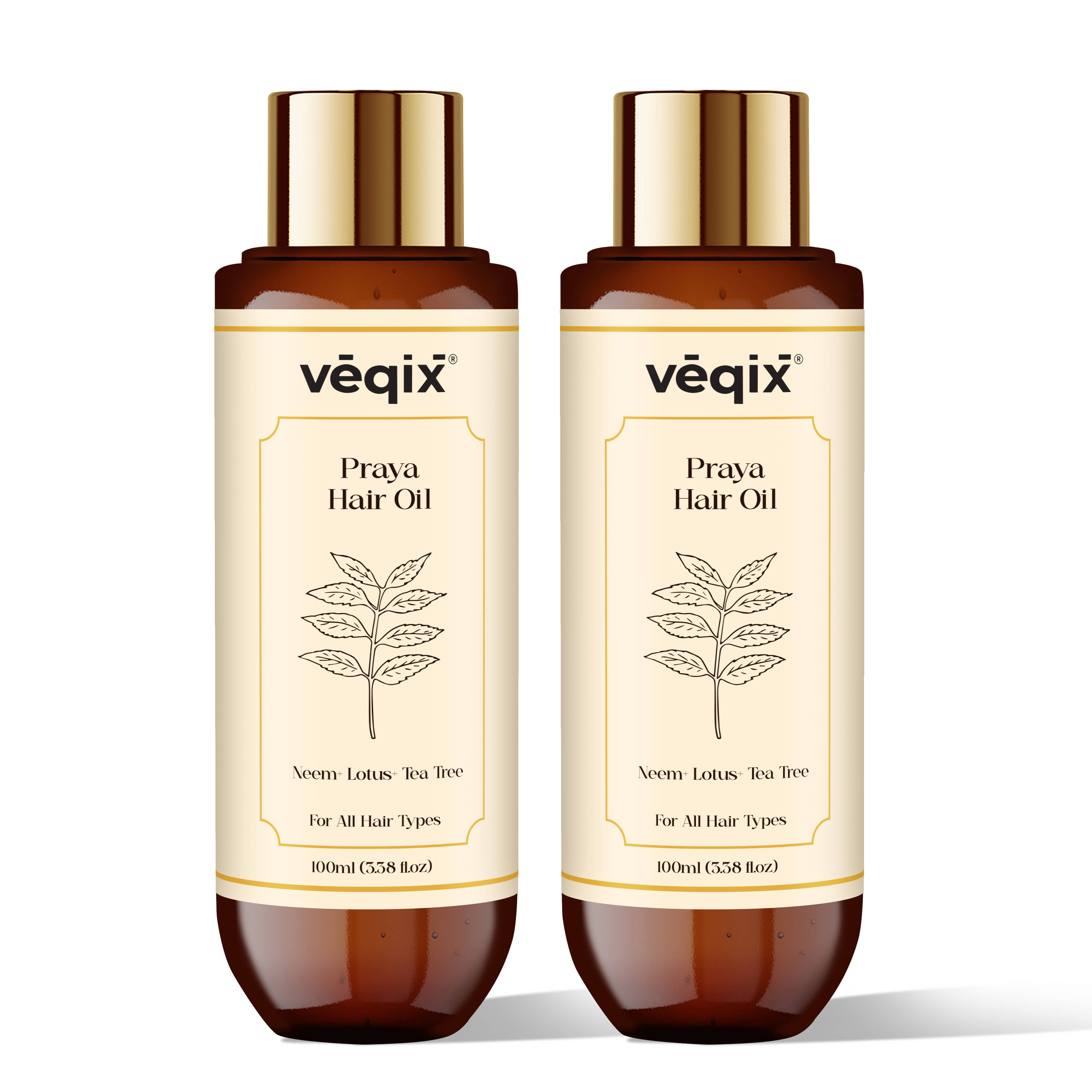     			Veqix Praya for Hair fall Control & Growth, With Neem Lotus Tea Tree Hair Oil100ml (Pack Of 2)