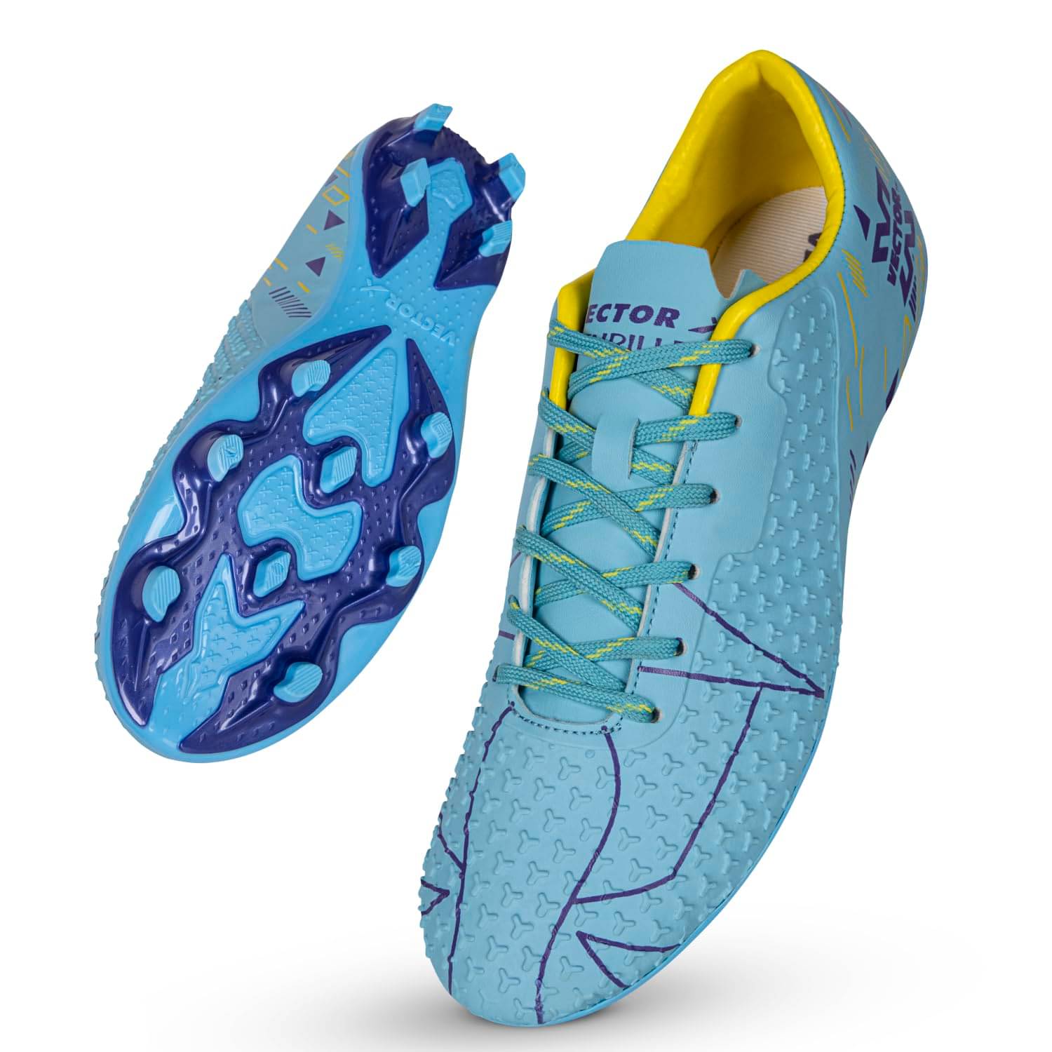     			Vector X THRILLER Purple-Sky Blue Football Shoes