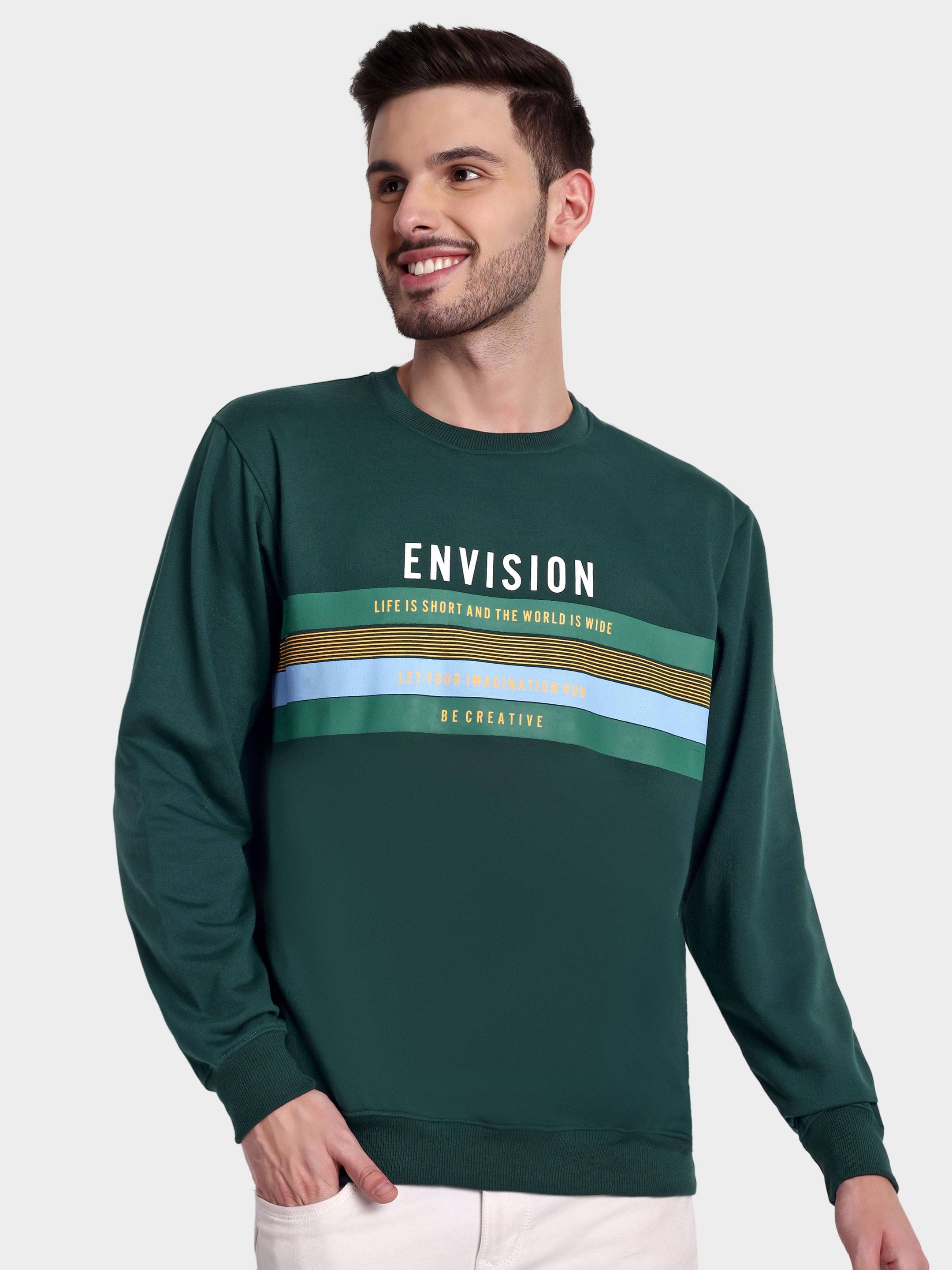     			Zeffit Fleece Round Neck Men's Sweatshirt - Green ( Pack of 1 )