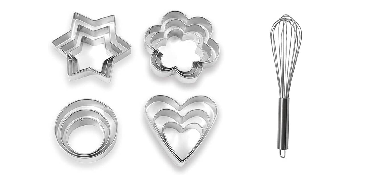 analog kichenware Silver Stainless Steel French Egg Beater & 12 Pics Cookies Cutter ( Set of 2 ) analog kichenware Silver Stainless Steel French Egg Beater & 12 Pics Cookies Cutter ( Set of 2 )