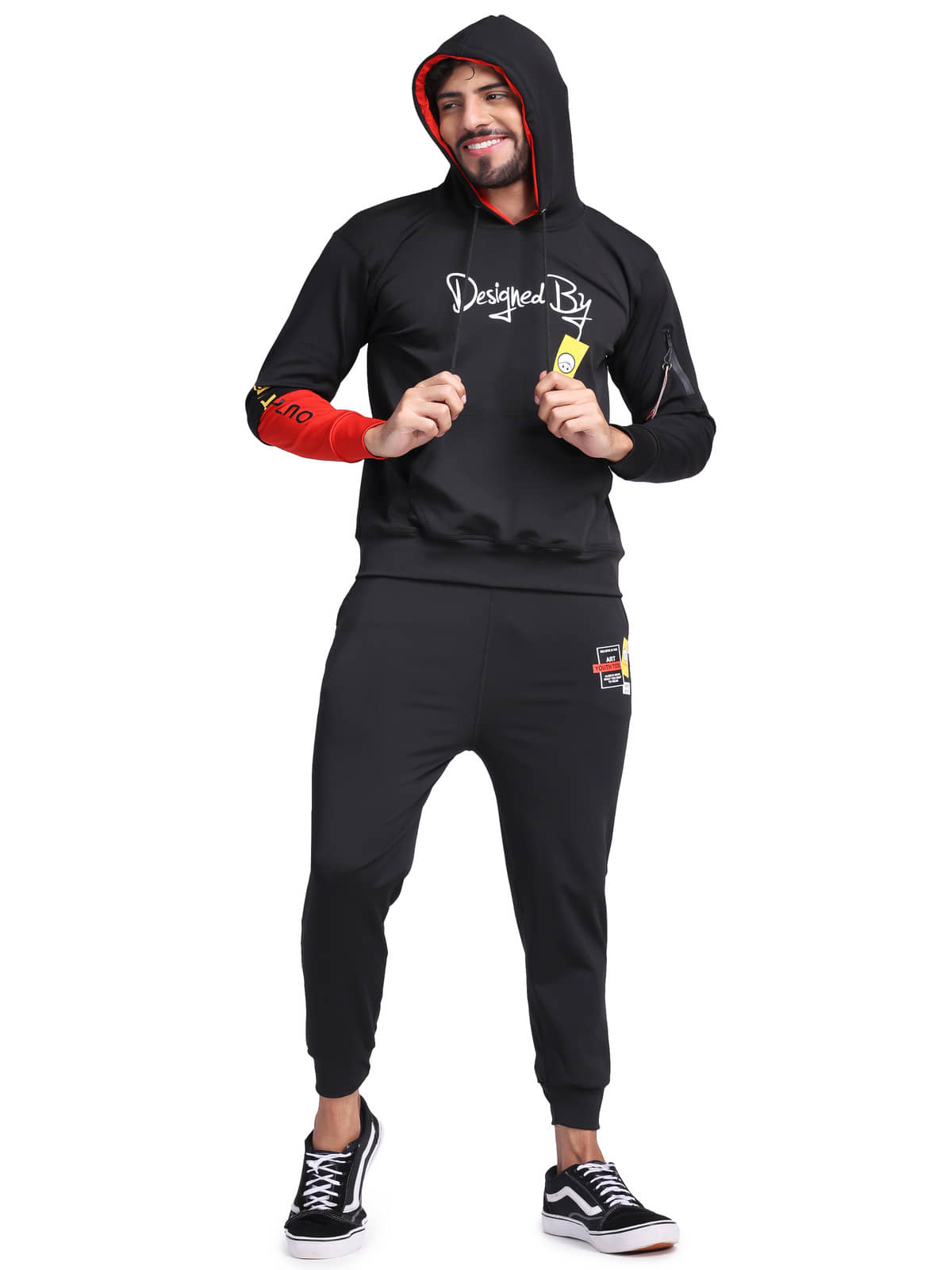 yellow tree Black Polyester Relaxed Fit Men's Tracksuit ( Pack of 1 )