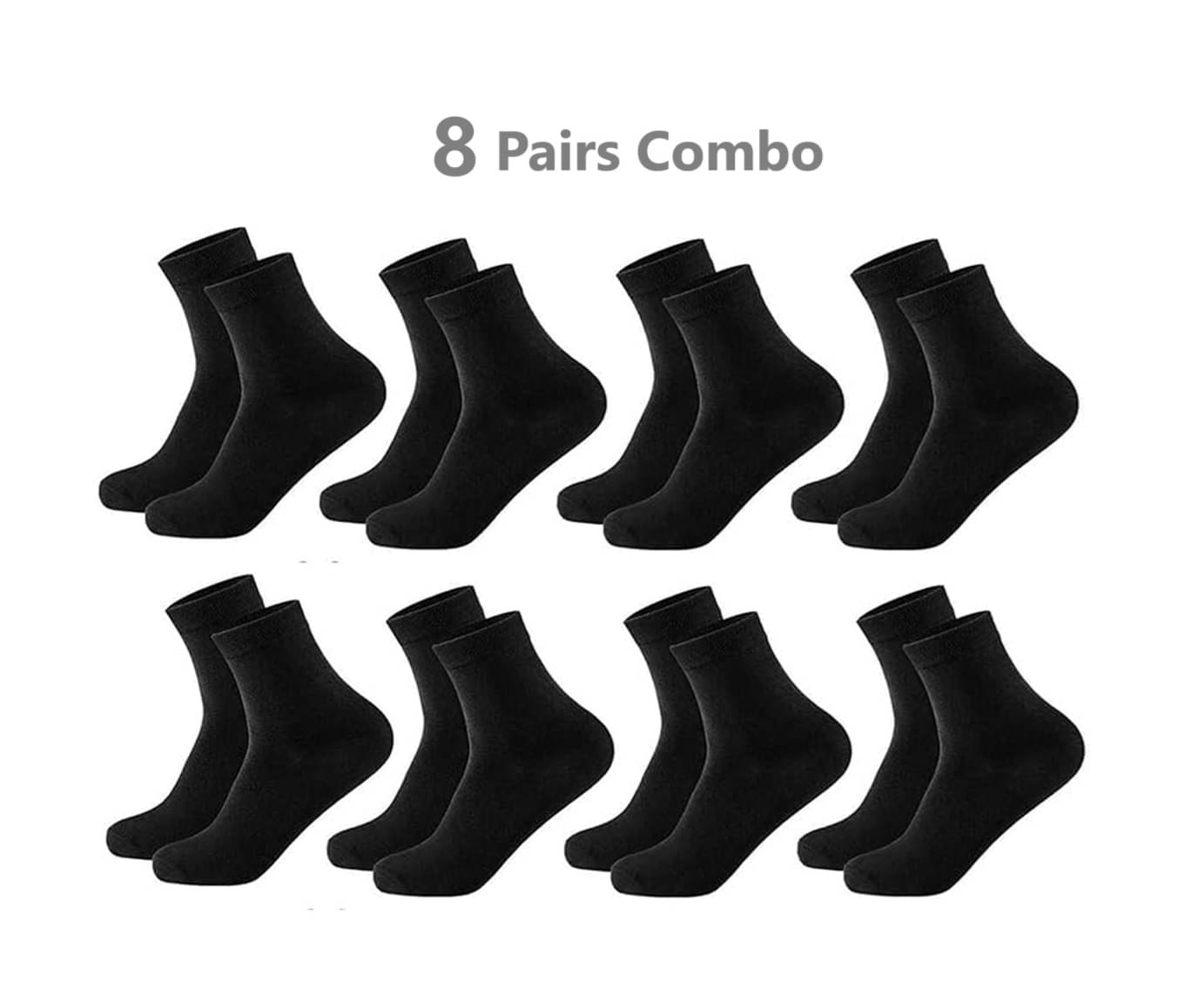 Aiden's Collection Cotton Men's Solid Black Ankle Length Socks ( Pack of 8 )     			Aiden's Collection Cotton Men's Solid Black Ankle Length Socks ( Pack of 8 )
