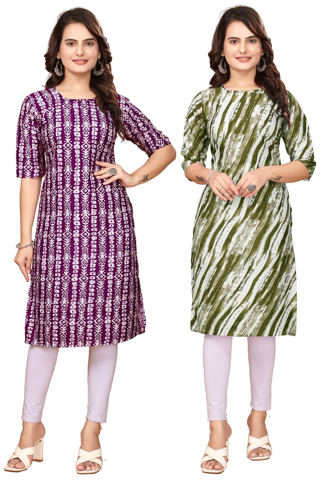 CAMERON STYLE Crepe Printed Straight Women's Kurti - Maroon,Green ( Pack of 2 ) CAMERON STYLE Crepe Printed Straight Women's Kurti - Maroon,Green ( Pack of 2 )