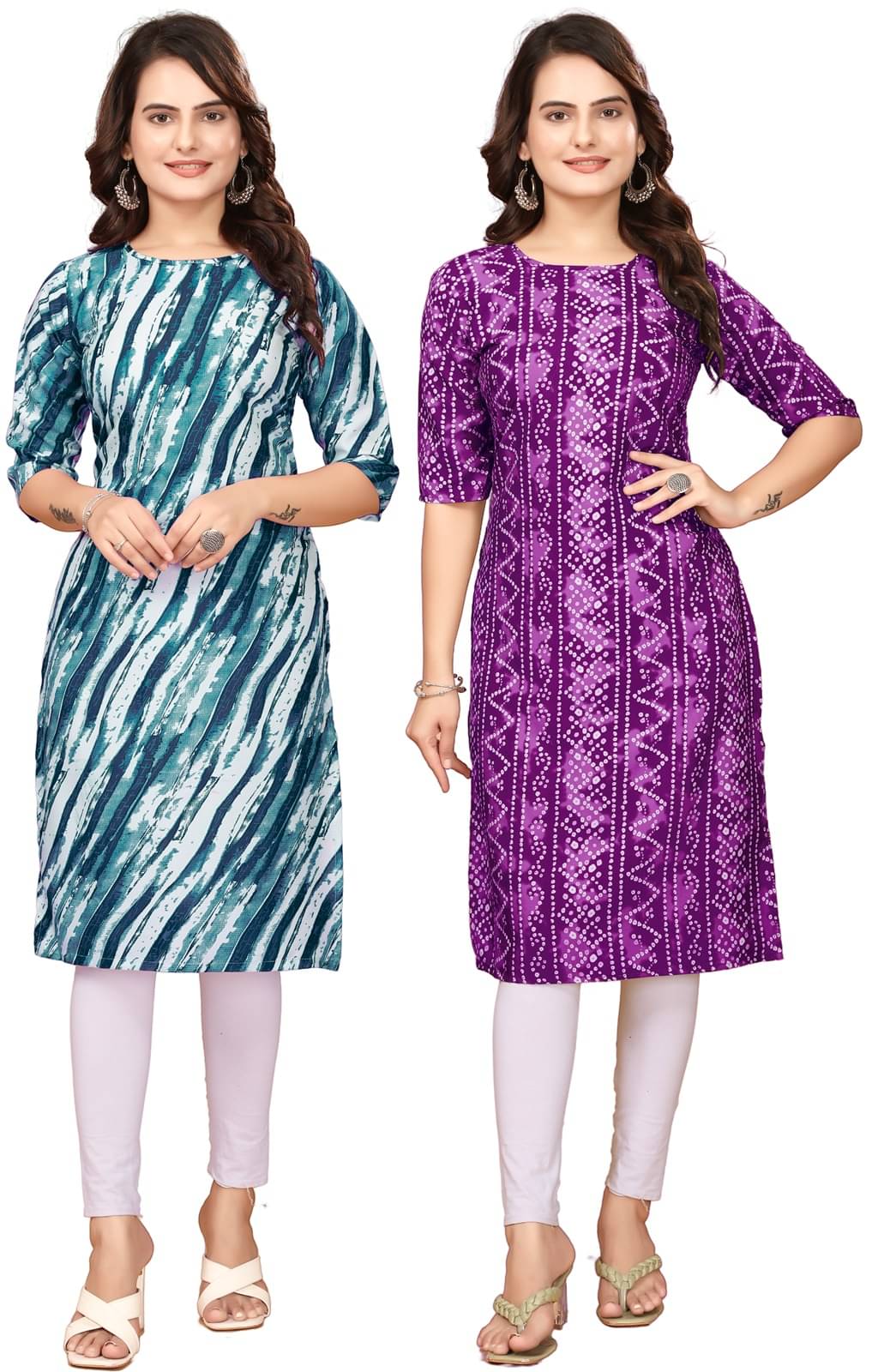 CAMERON STYLE Crepe Printed Straight Women's Kurti - Navy Blue,Purple ( Pack of 2 ) CAMERON STYLE Crepe Printed Straight Women's Kurti - Navy Blue,Purple ( Pack of 2 )