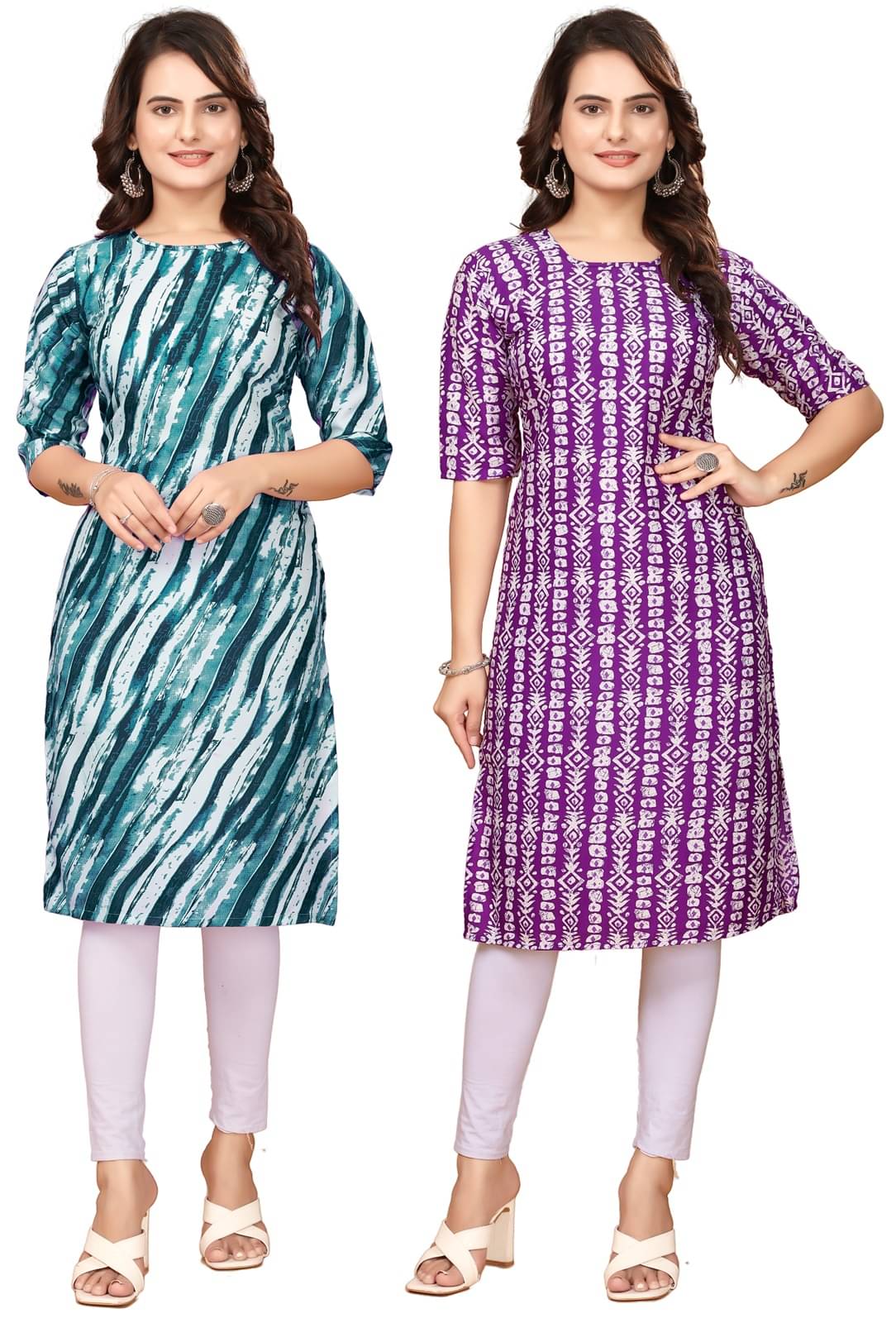    			CAMERON STYLE Crepe Printed Straight Women's Kurti - Navy Blue,Lavender ( Pack of 2 )