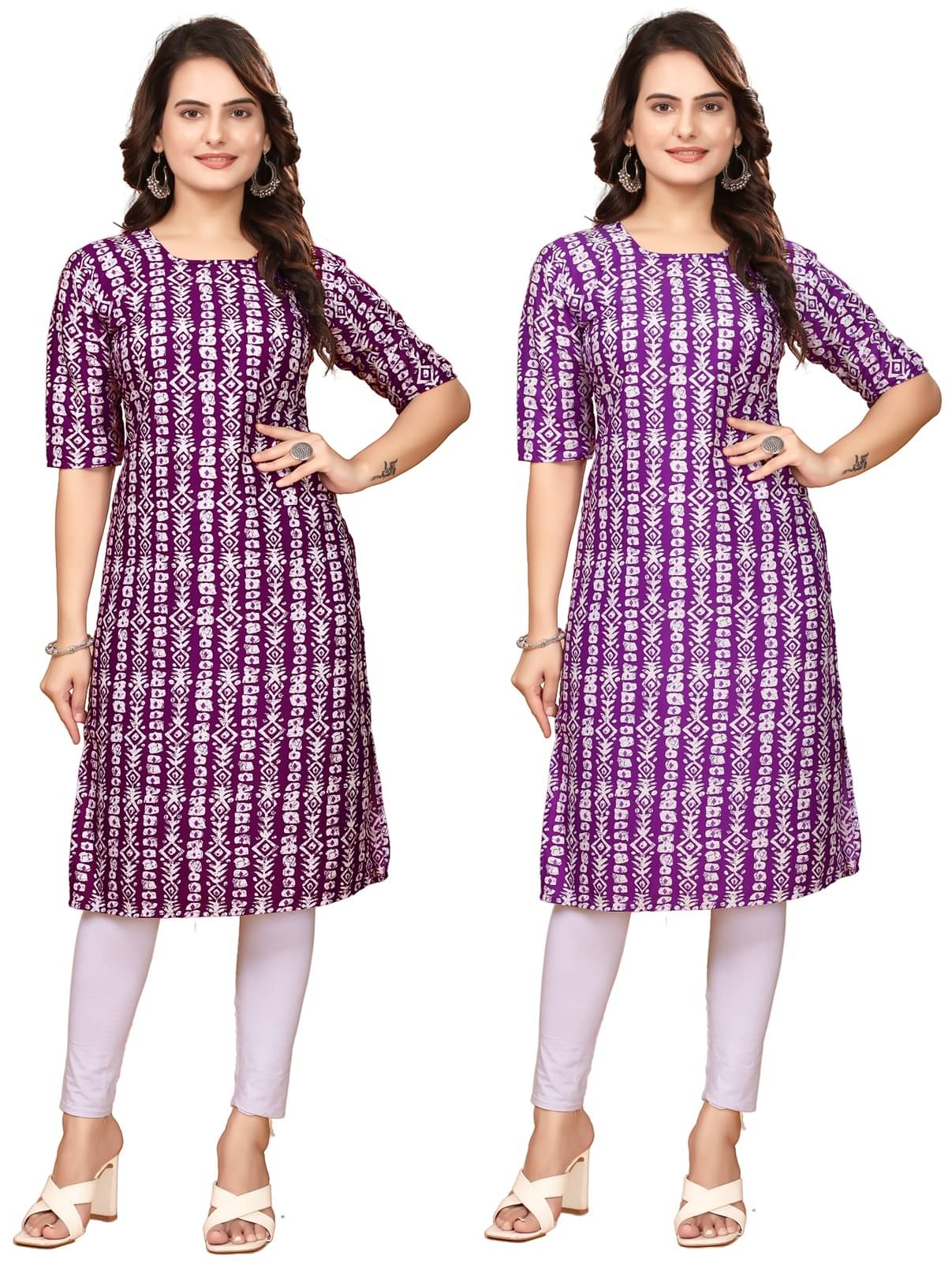 CAMERON STYLE Crepe Printed Straight Women's Kurti - Maroon,Lavender ( Pack of 2 ) CAMERON STYLE Crepe Printed Straight Women's Kurti - Maroon,Lavender ( Pack of 2 )