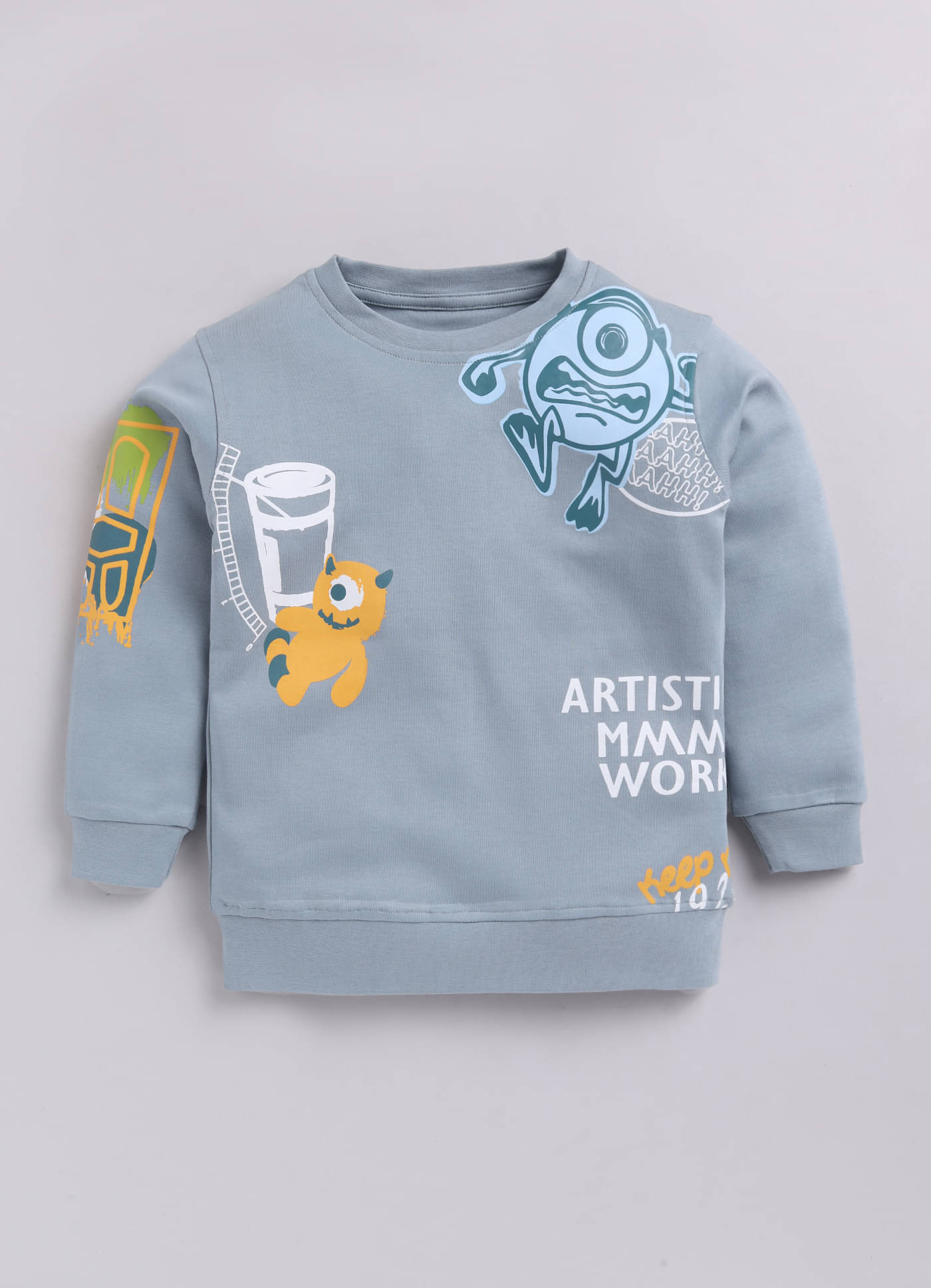     			CUTOPIES Pack of 1 Boys Cotton Sweatshirt ( Blue )