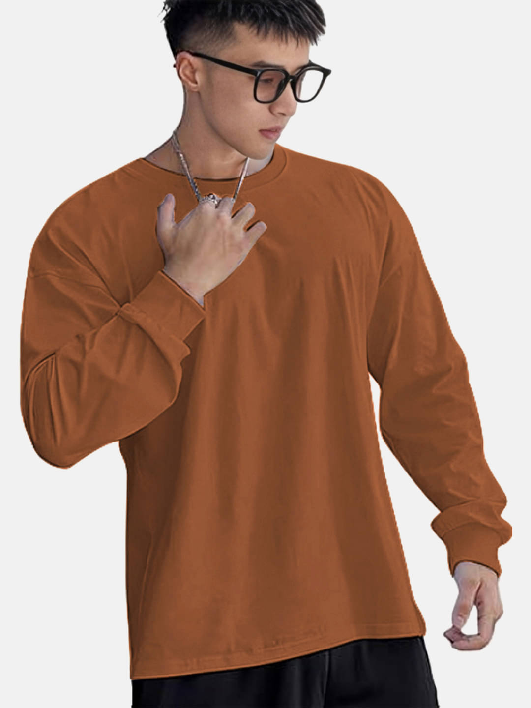     			Chkokko Pack of 1 Cotton Blend Oversized Fit Men's T-Shirt ( Brown )