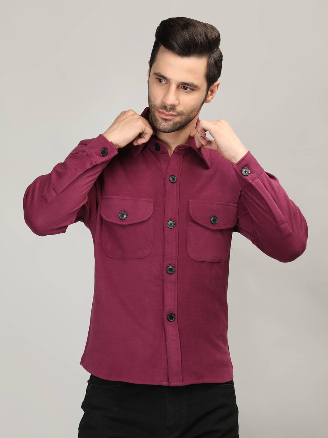 Chkokko Polyester Men's Casual Jacket - Magenta ( Pack of 1 ) Chkokko Polyester Men's Casual Jacket - Magenta ( Pack of 1 )