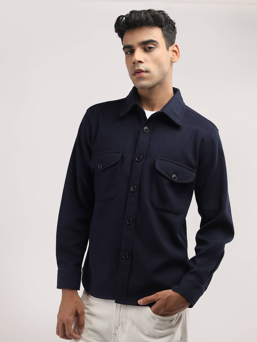 Chkokko Polyester Men's Casual Jacket - Navy ( Pack of 1 )     			Chkokko Polyester Men's Casual Jacket - Navy ( Pack of 1 )