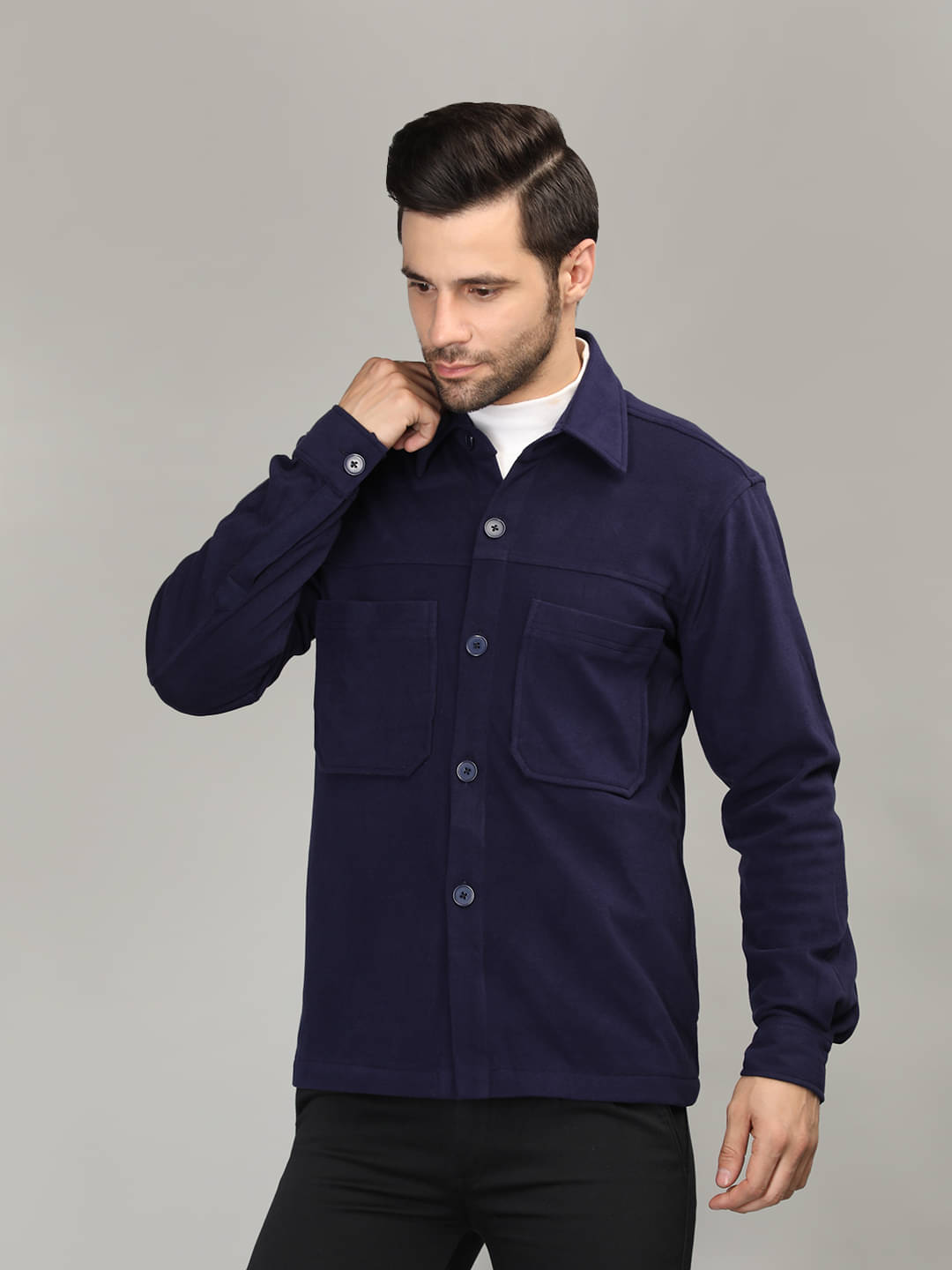 Chkokko Polyester Men's Casual Jacket - Navy ( Pack of 1 )     			Chkokko Polyester Men's Casual Jacket - Navy ( Pack of 1 )