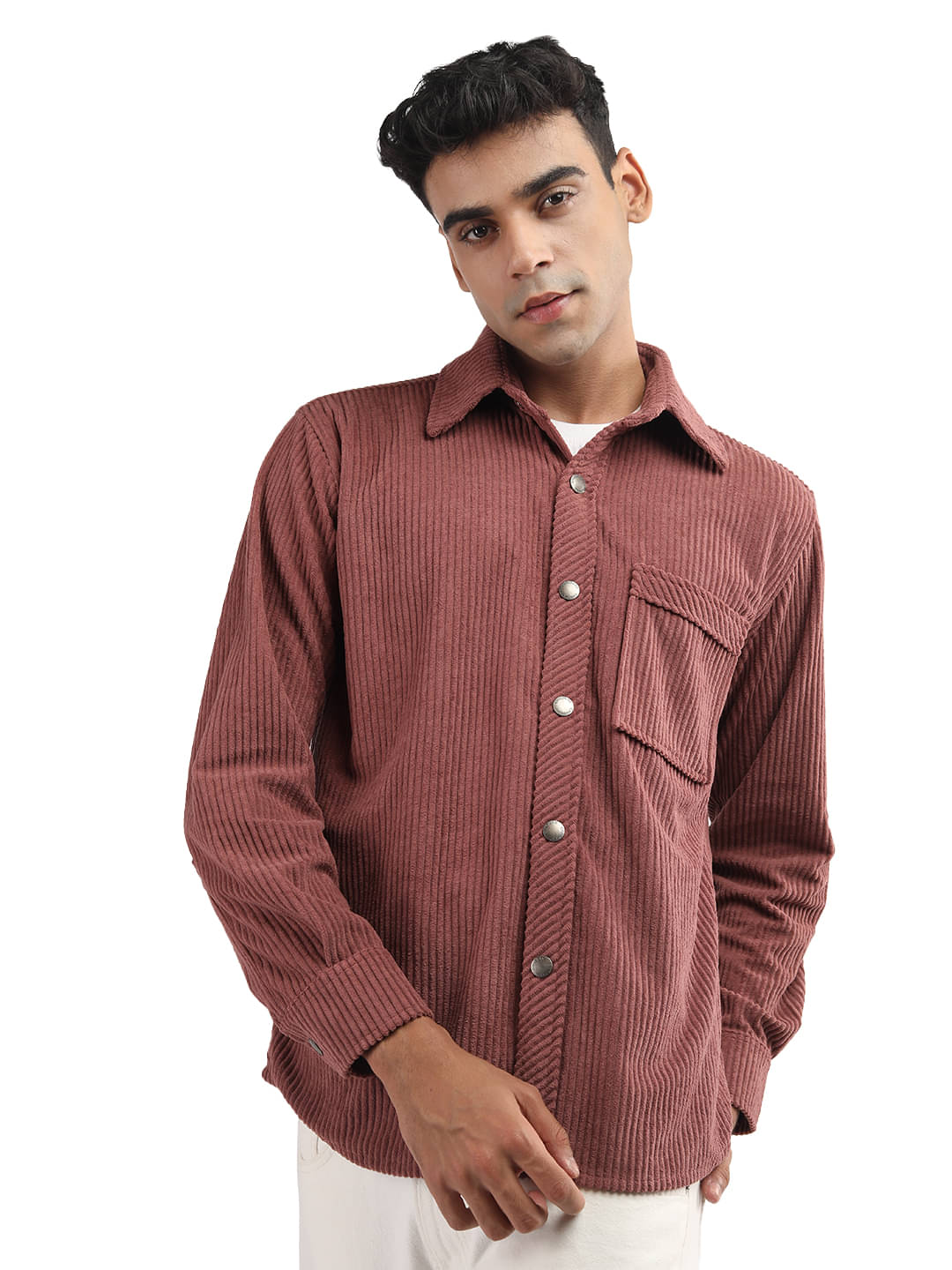     			Chkokko Polyester Men's Casual Jacket - Mauve ( Pack of 1 )