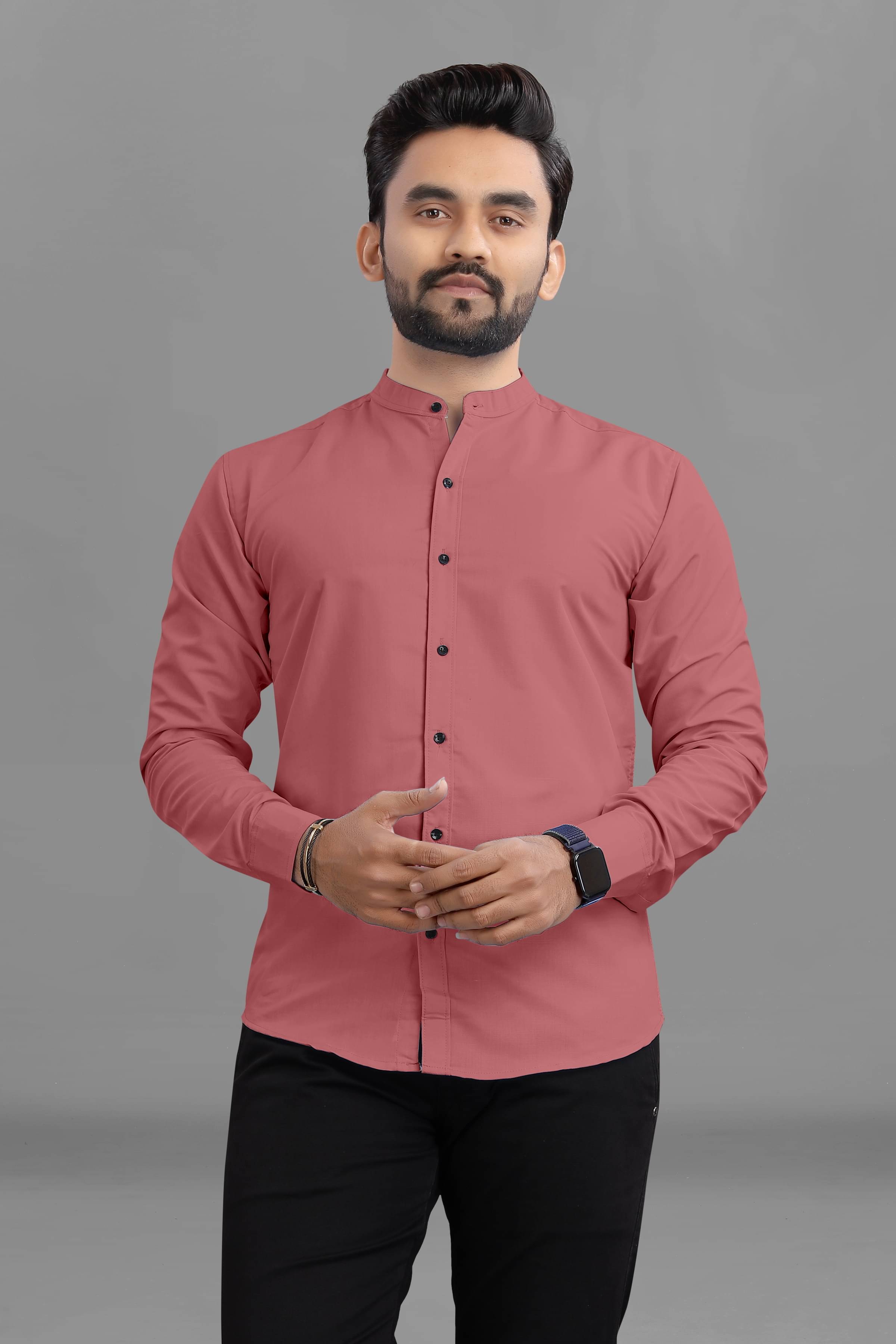 Ethnic Trendz Cotton Blend Regular Fit Solids Full Sleeves Men's Casual Shirt - Peach ( Pack of 1 ) Ethnic Trendz Cotton Blend Regular Fit Solids Full Sleeves Men's Casual Shirt - Peach ( Pack of 1 )