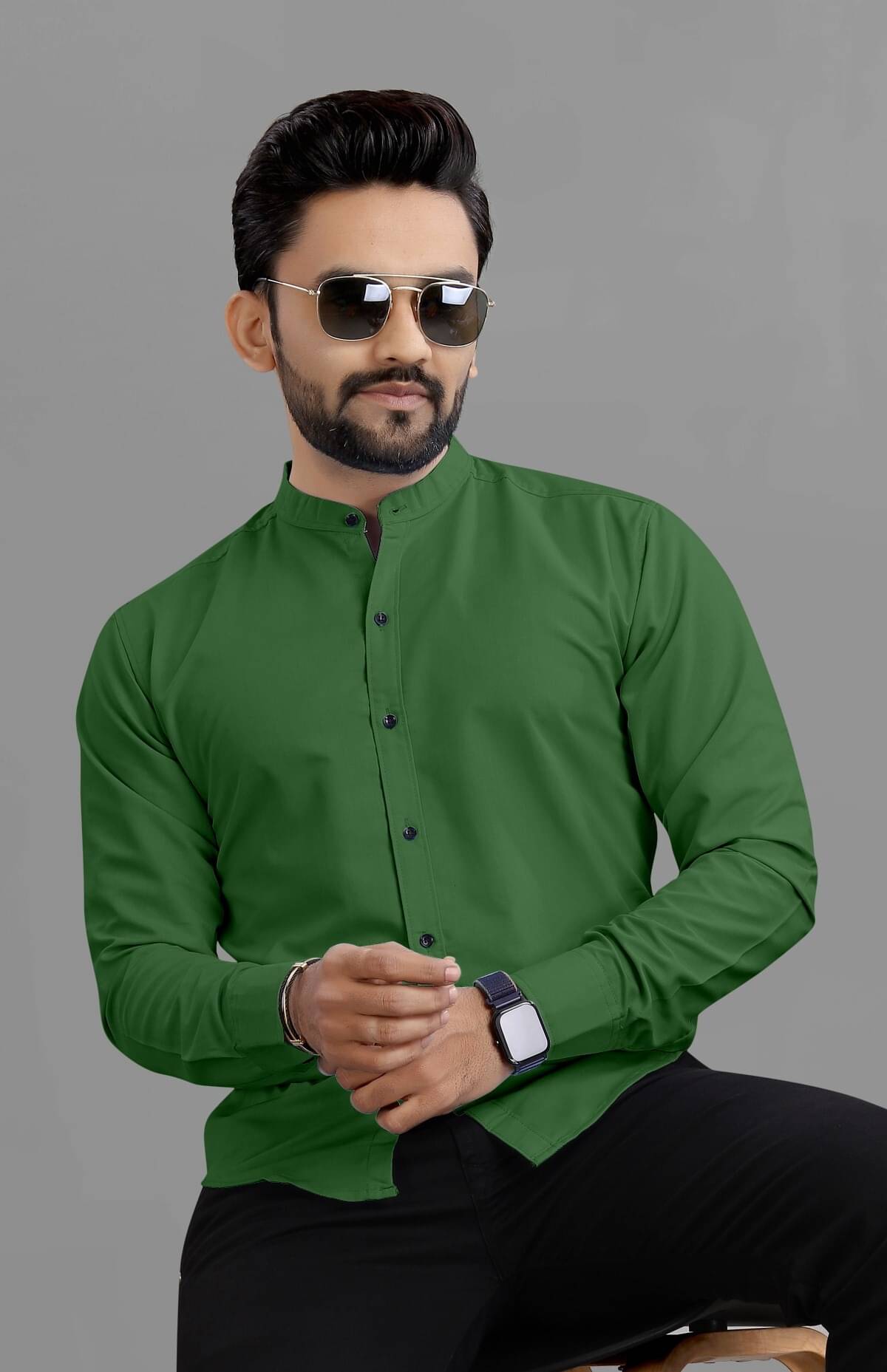    			Ethnic Trendz Cotton Blend Regular Fit Solids Full Sleeves Men's Casual Shirt - Lime Green ( Pack of 1 )