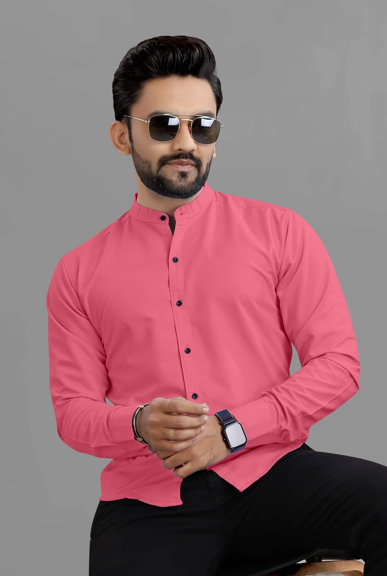 Ethnic Trendz Cotton Blend Regular Fit Solids Full Sleeves Men's Casual Shirt - Wine ( Pack of 1 )