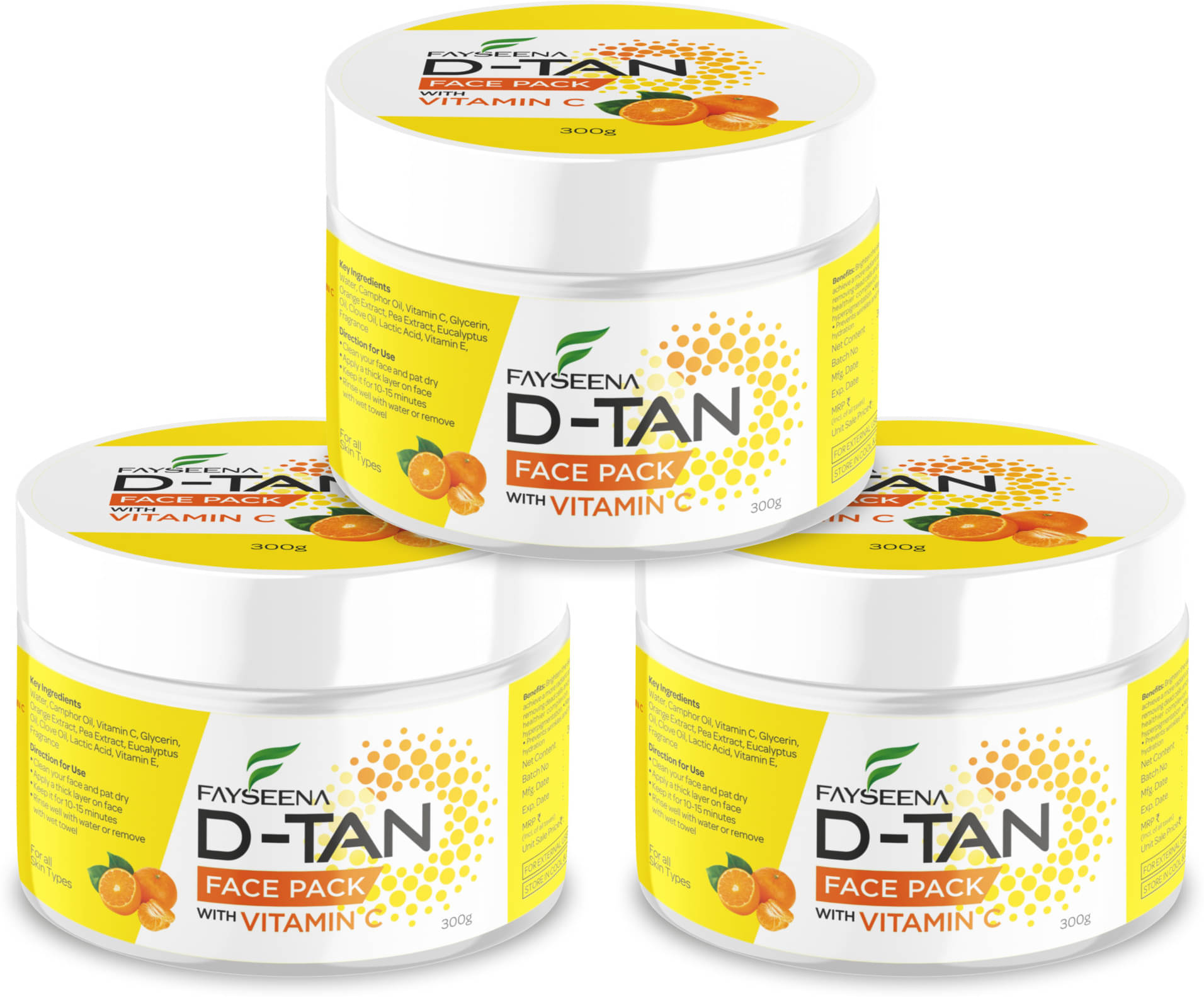     			Fayseena D-TAN Pack for Instant Tan Removal & Sun Damage Protection With Vitamin C 300g (Pack Of 3)