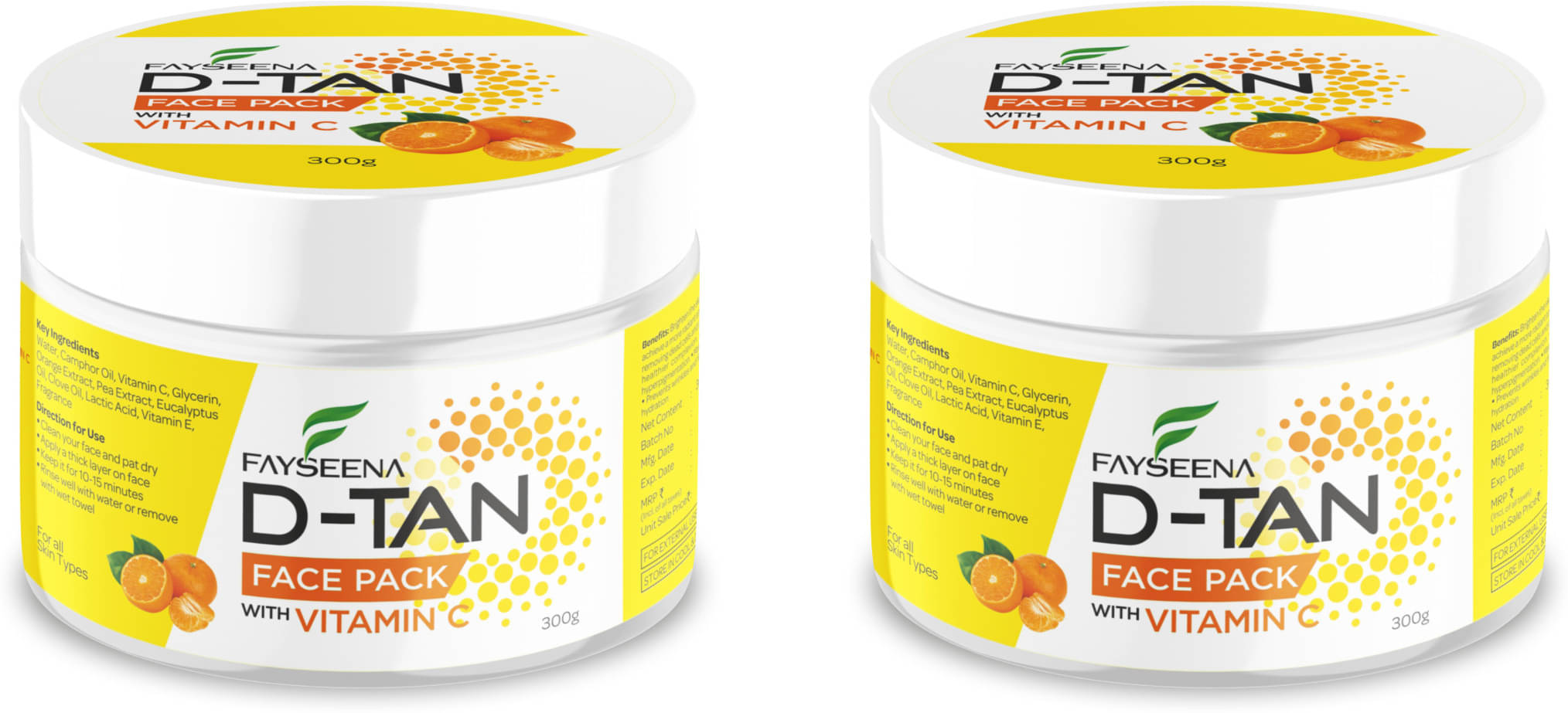 Fayseena D-TAN Pack for Instant Tan Removal & Sun Damage Protection With Vitamin C 300g (Pack Of 2)     			Fayseena D-TAN Pack for Instant Tan Removal & Sun Damage Protection With Vitamin C 300g (Pack Of 2)