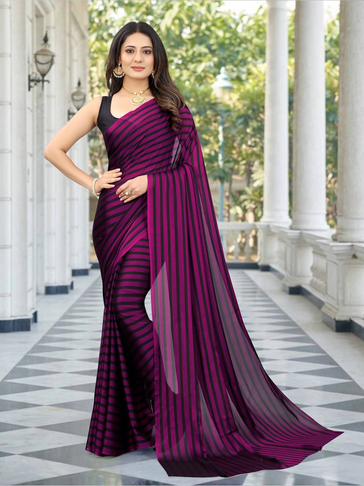 Gazal Fashions Silk Printed Saree With Unstitched Blouse Piece ( Purple )     			Gazal Fashions Silk Printed Saree With Unstitched Blouse Piece ( Purple )