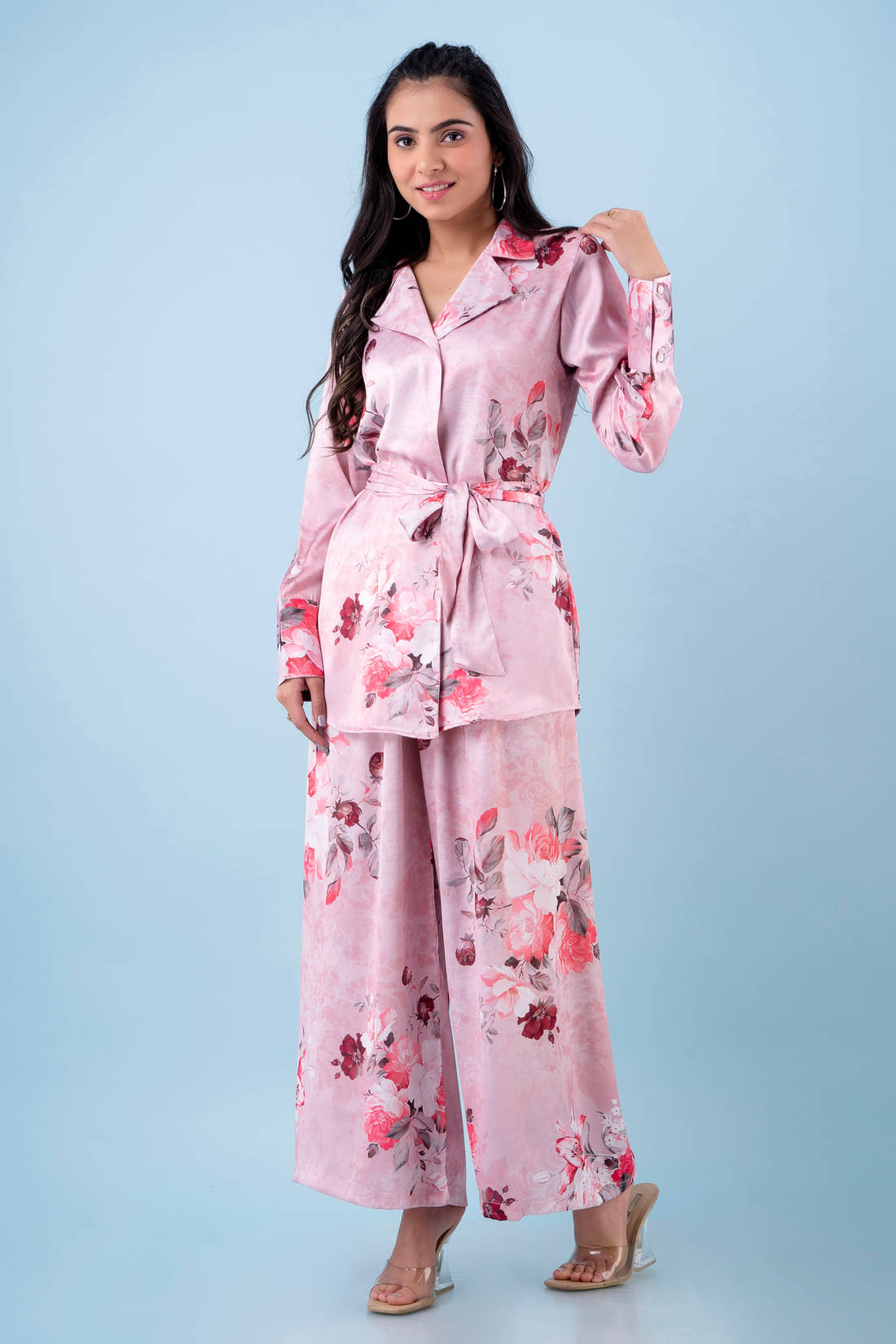     			Kohsh Women Printed Top With Trousers Co-Ord Set ( Pink )