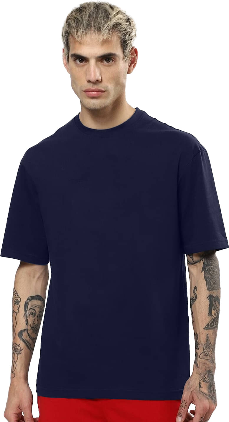     			Leotude Pack of 1 Cotton Blend Oversized Fit Men's T-Shirt ( Navy Blue )