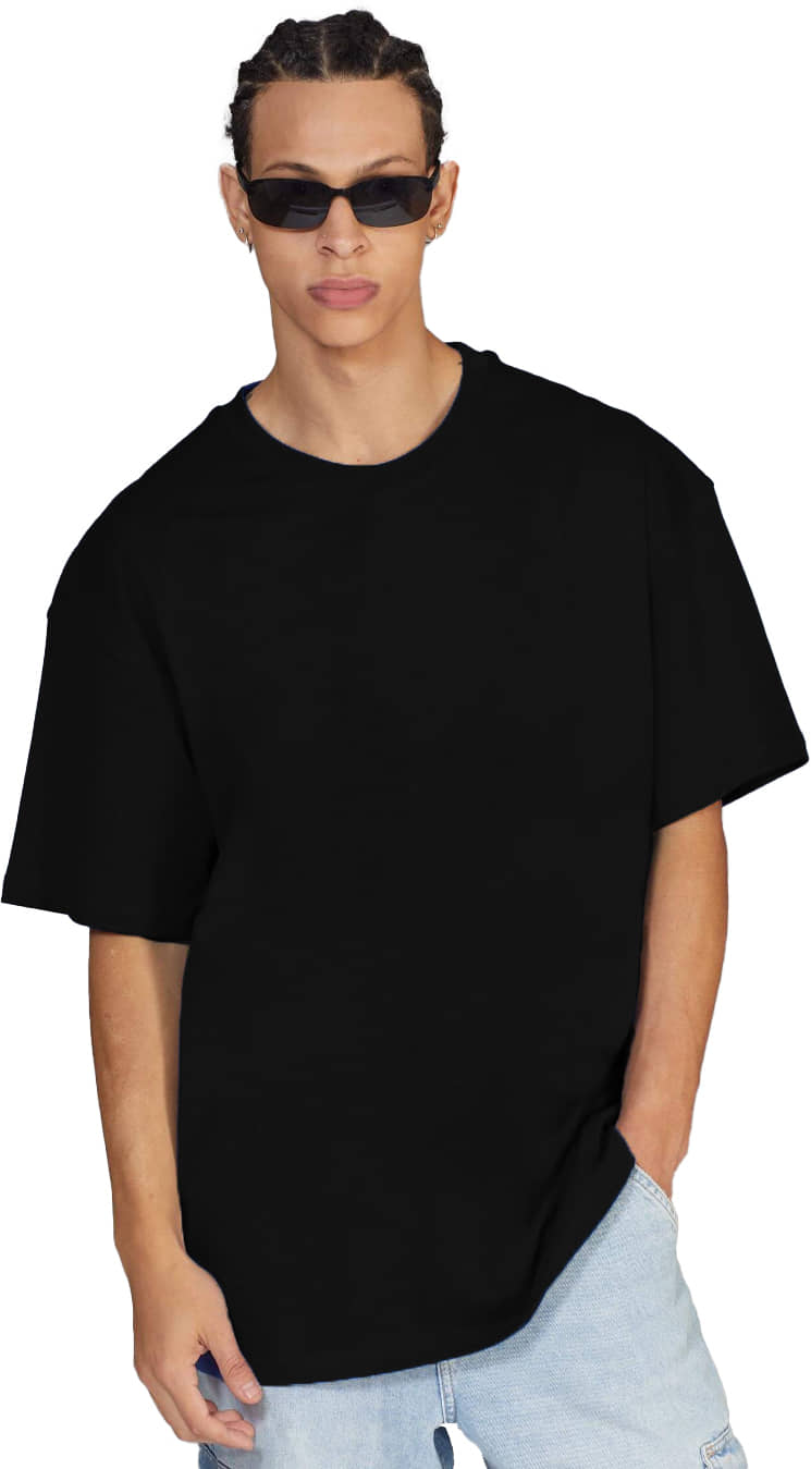 Leotude Pack of 1 Cotton Blend Oversized Fit Men's T-Shirt ( Black )