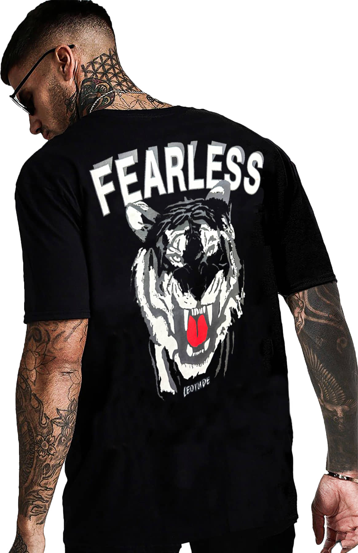 Leotude Pack of 1 Cotton Blend Oversized Fit Men's T-Shirt ( Black )