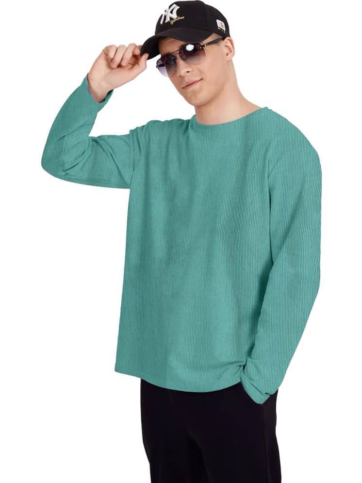 Leotude Men Cotton Blend Regular Fit Solid T-Shirt ( Green )
