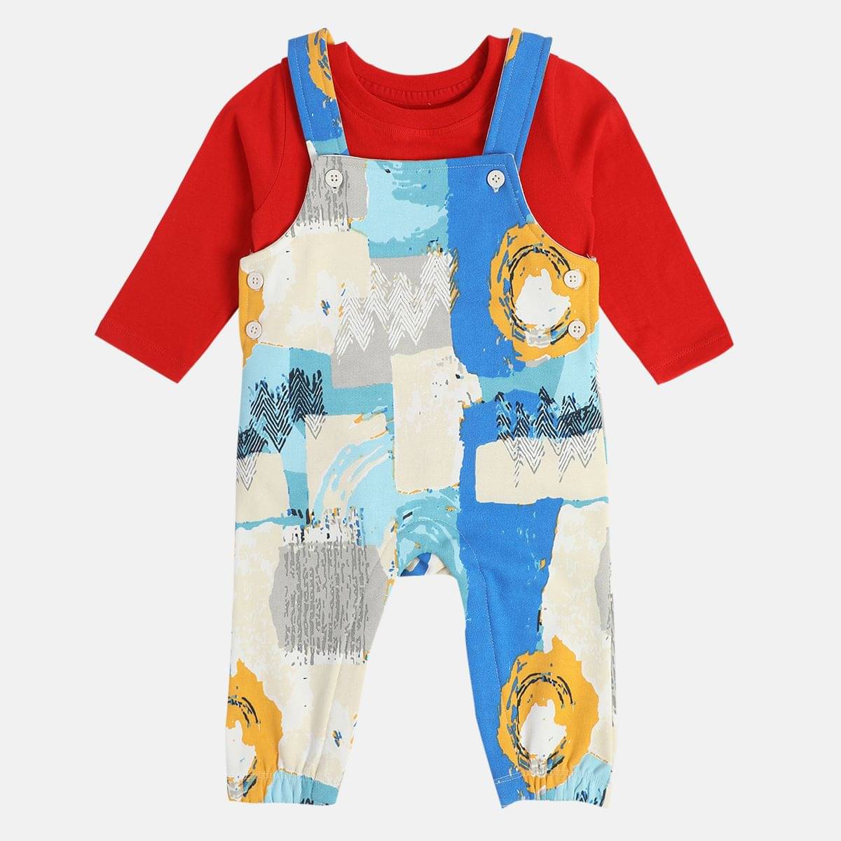     			MINI KLUB Pack of 2 Baby Boys Cotton Dungaree Sets ( Multi )