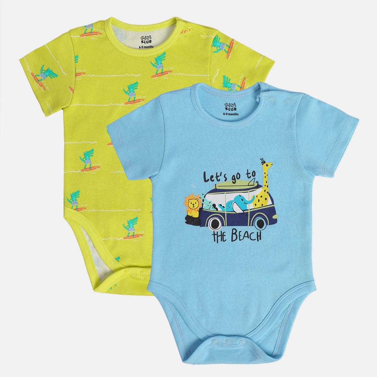 MINI KLUB Pack of 2 Baby Boys Cotton Bodysuit ( Multicolor ) MINI KLUB Pack of 2 Baby Boys Cotton Bodysuit ( Multicolor )