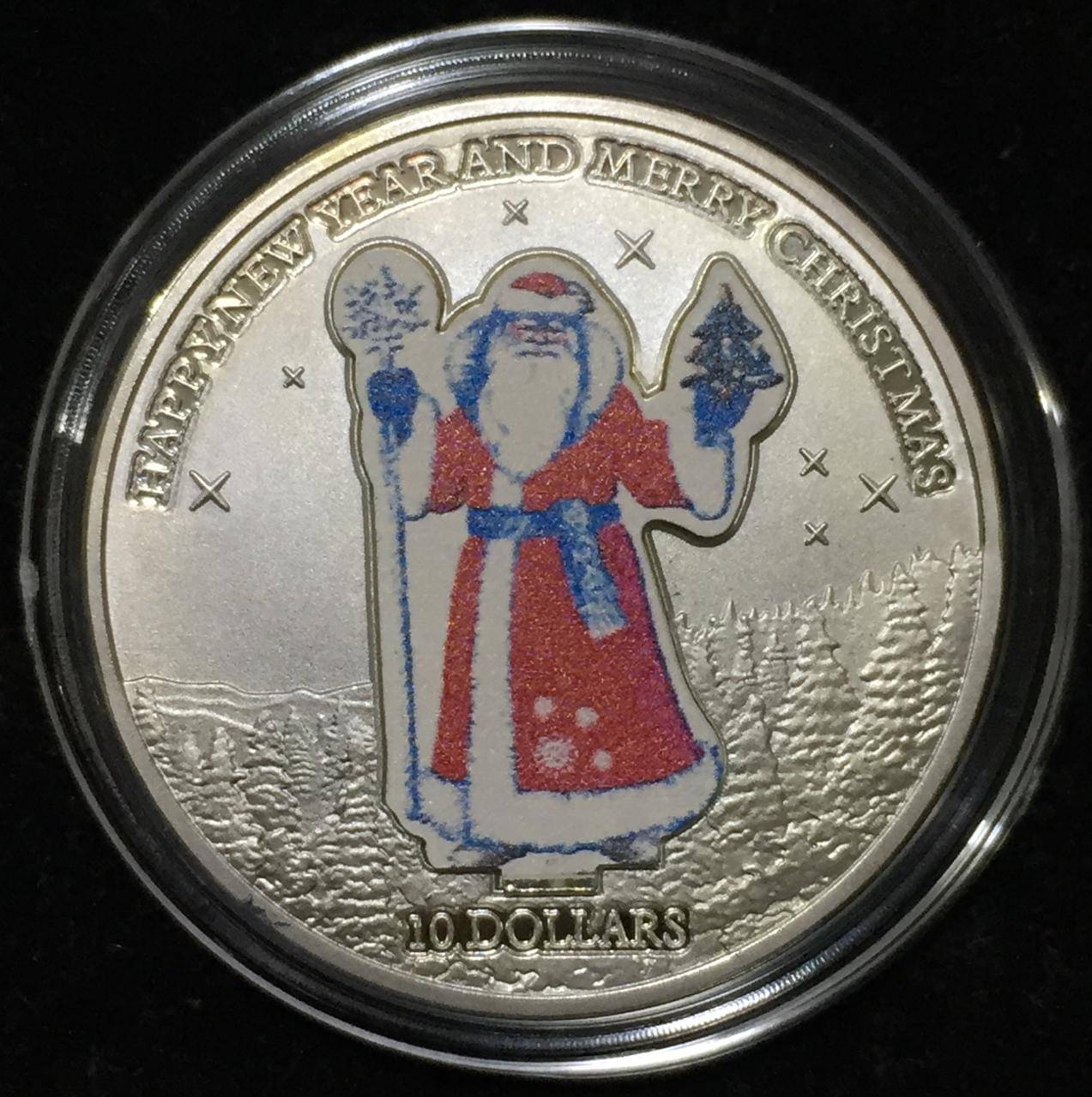 Nauru⭐ 10 dollars 2017⭐ Happy New Year And Merry Christmas series Father Frost rare UNC Beautiful coloured coin with capsule�� Nauru⭐ 10 dollars 2017⭐ Happy New Year And Merry Christmas series Father Frost rare UNC Beautiful coloured coin with capsule��