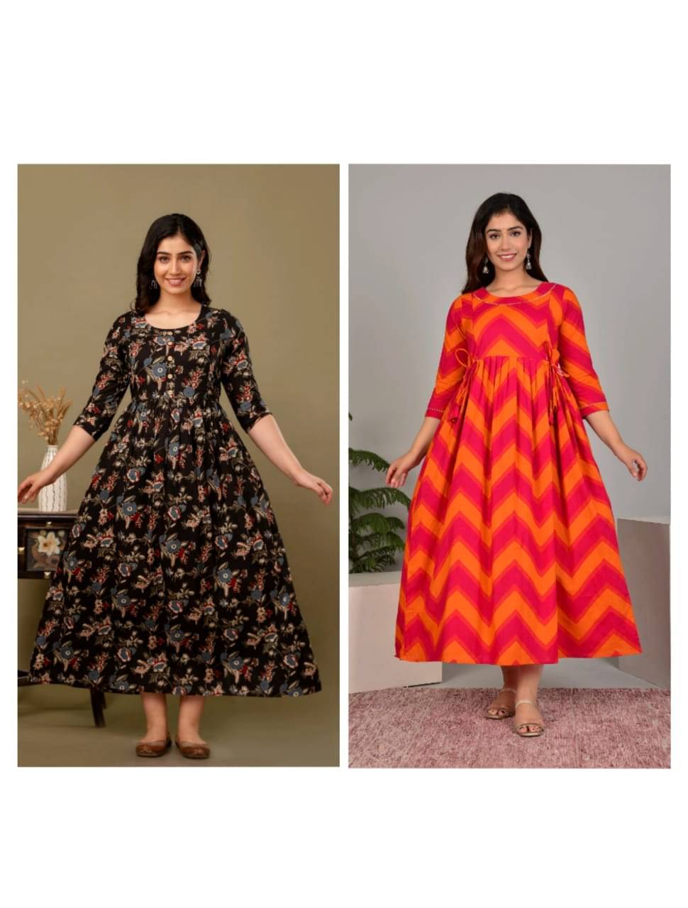 Nevisha Style Multi Color Cotton Maternity Kurta Pack of 2 Nevisha Style Multi Color Cotton Maternity Kurta Pack of 2